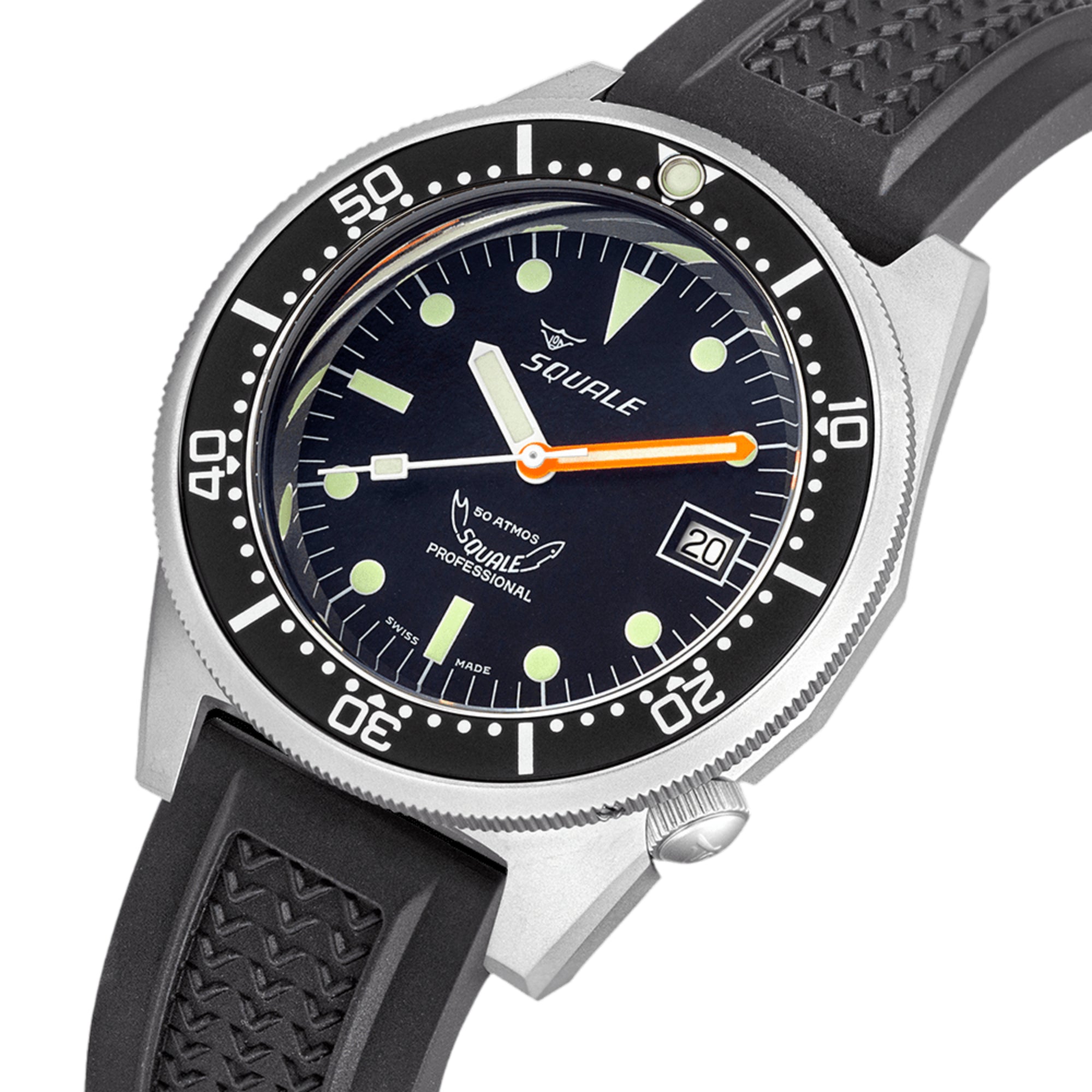 Squale 1521 Black Blasted Automatic Black Dial Rubber Strap Men's Watch 1521BKBL.VO