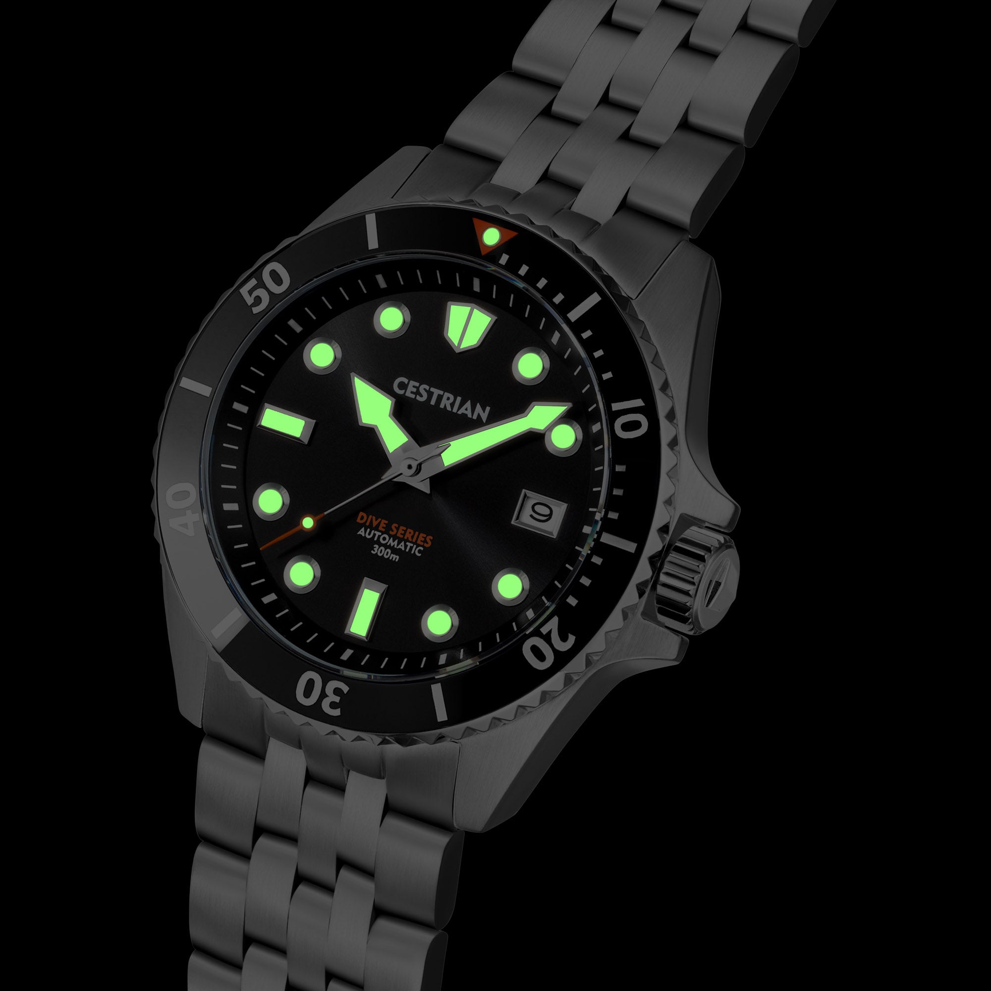Cestrian Dive Series V2 Midnight Grey Dial Black Ceramic Bezel Steel Bracelet Automatic Men's Watch CD911B0771