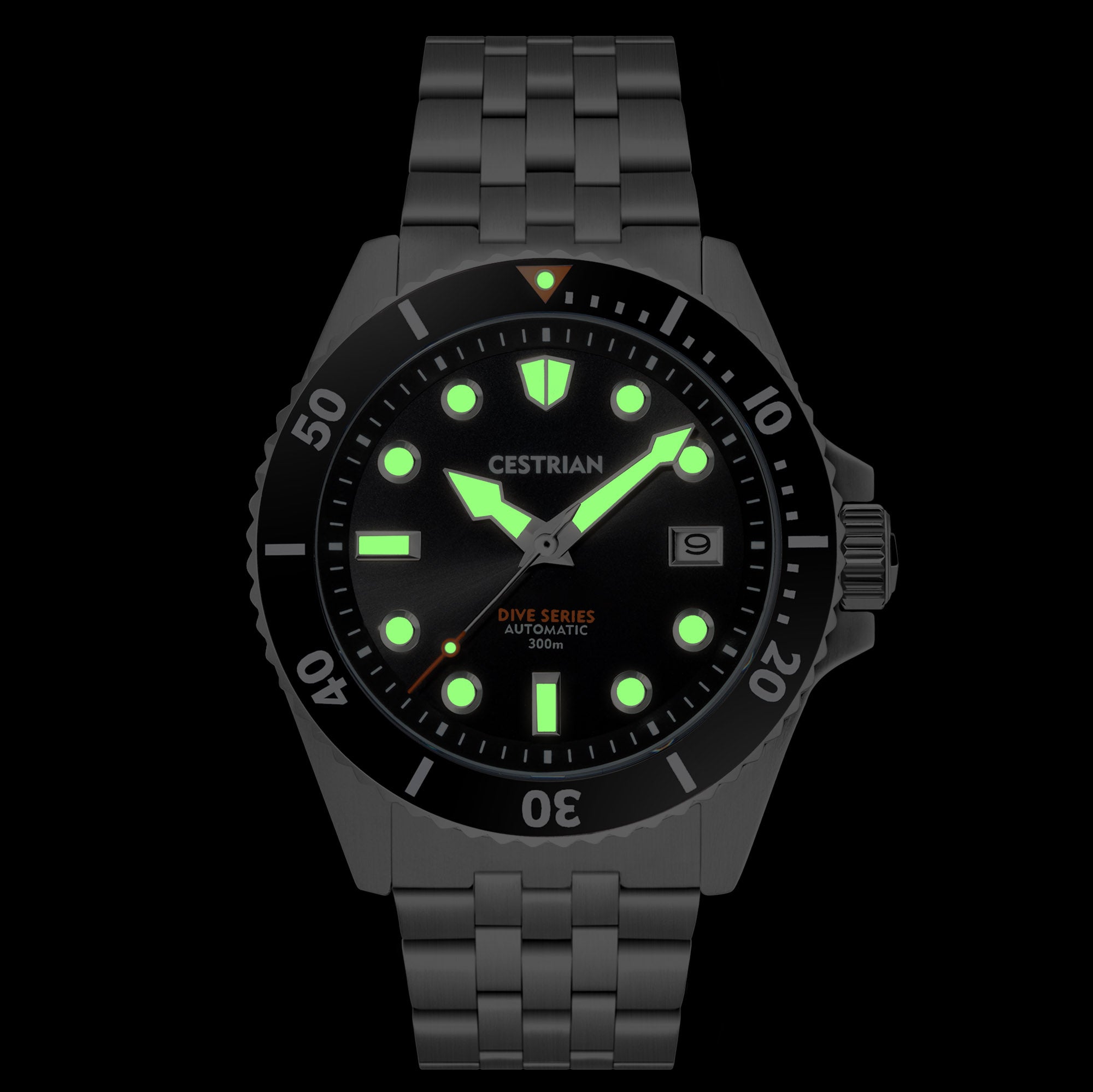 Cestrian Dive Series V2 Midnight Grey Dial Black Ceramic Bezel Steel Bracelet Automatic Men's Watch CD911B0771