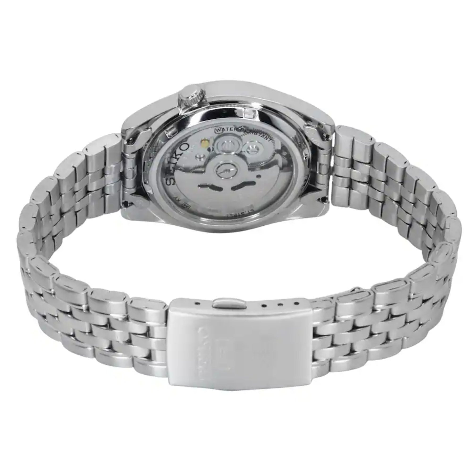 Seiko 5 Automatic Black Dial Silver Stainless Steel Bracelet Men's Watch SNK381K1