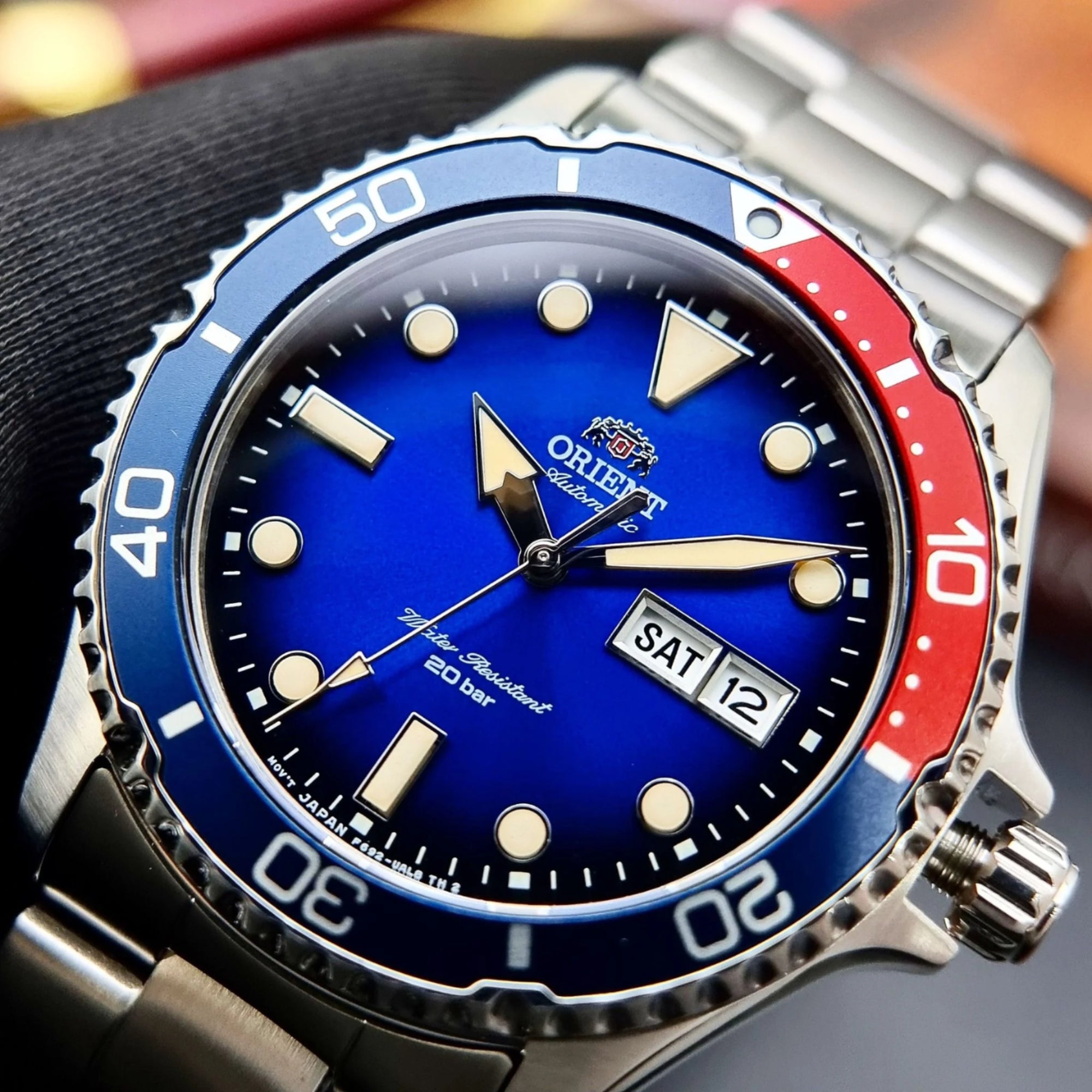 Orient Mako Kamasu II Blue Dial Stainless Steel Strap Men's Dive Watch RA-AA0812L39B