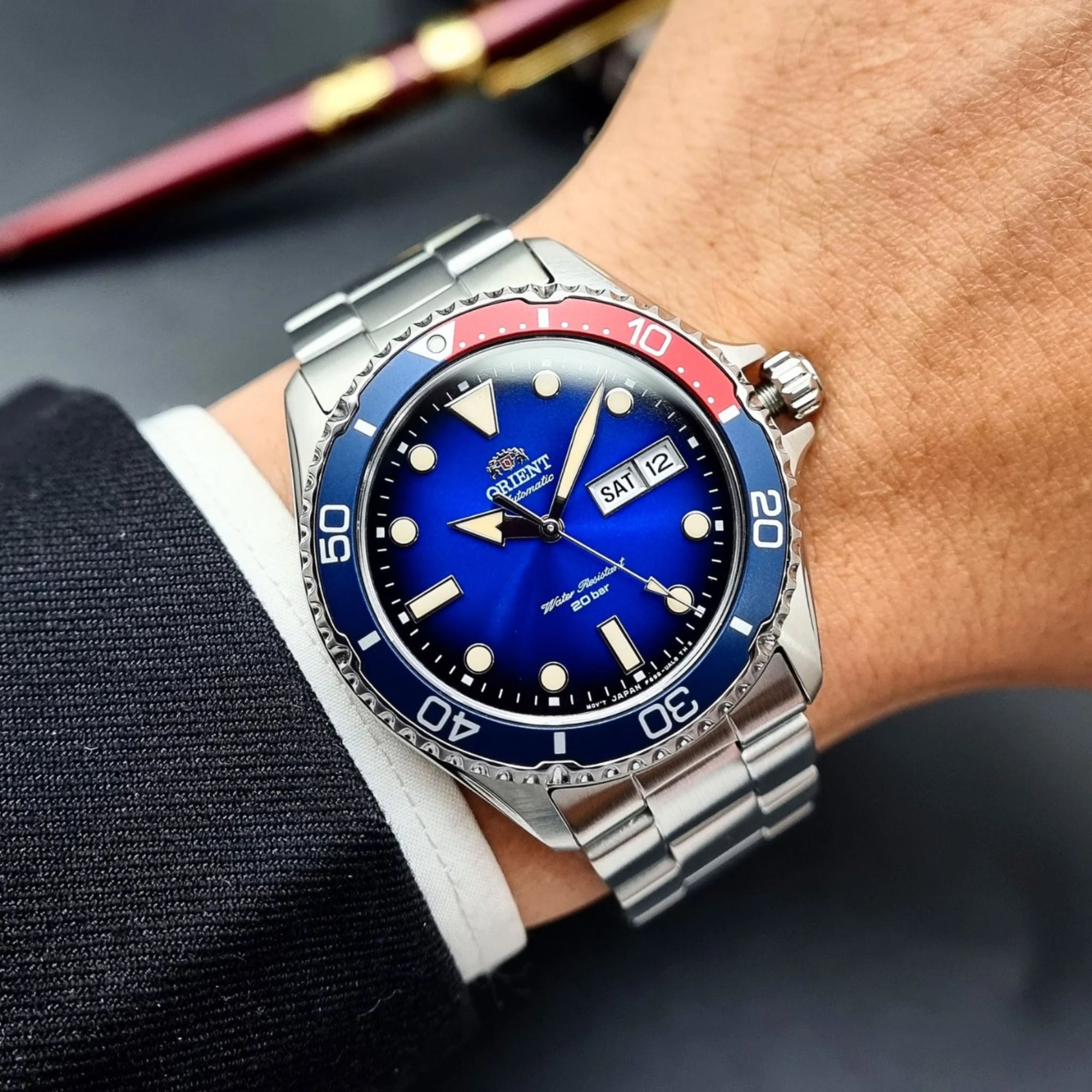 Orient Mako Kamasu II Blue Dial Stainless Steel Strap Men's Dive Watch RA-AA0812L39B