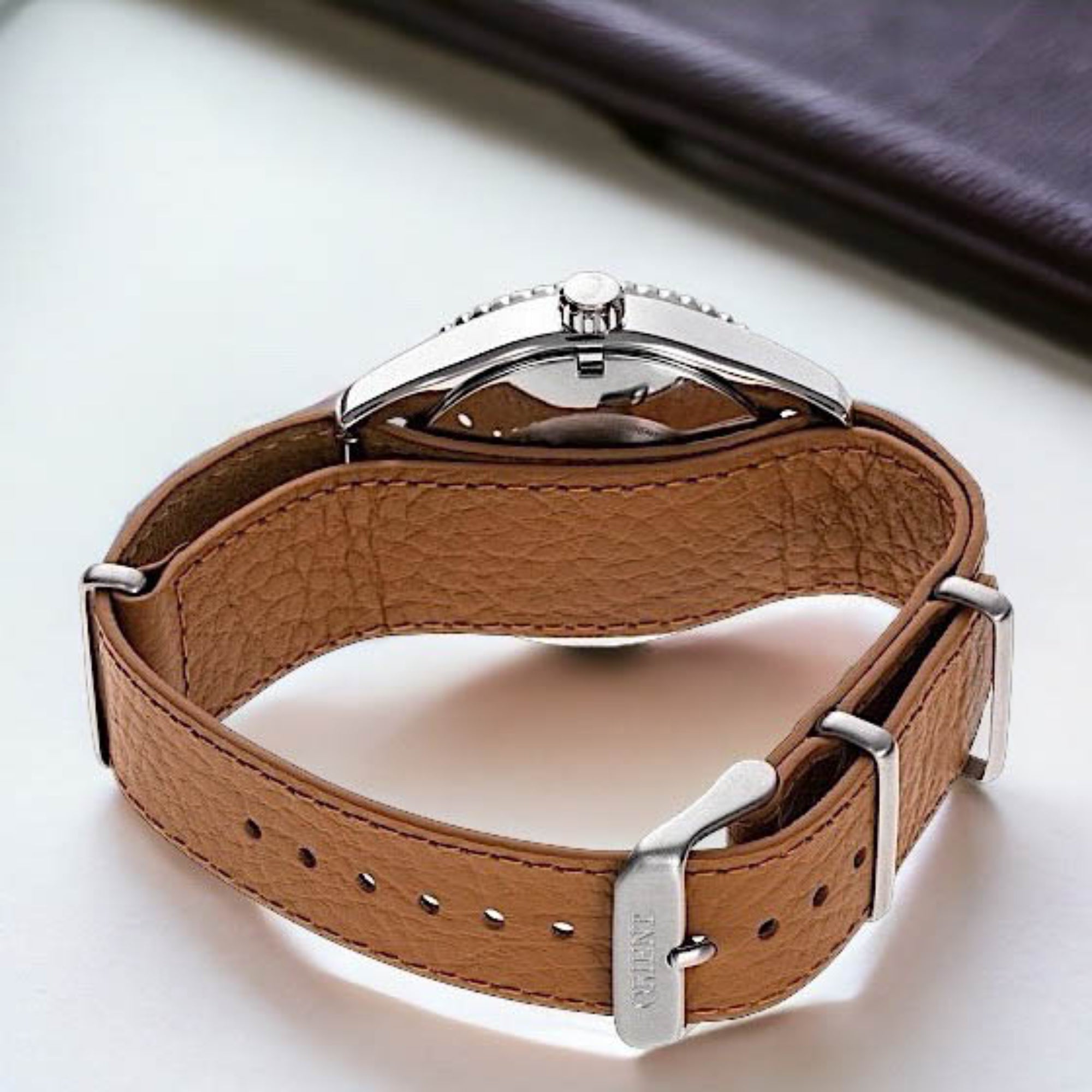 Orient Mako Automatic Apricot Dial Leather Strap Unisex Dive Watch RA-AC0Q05P30B