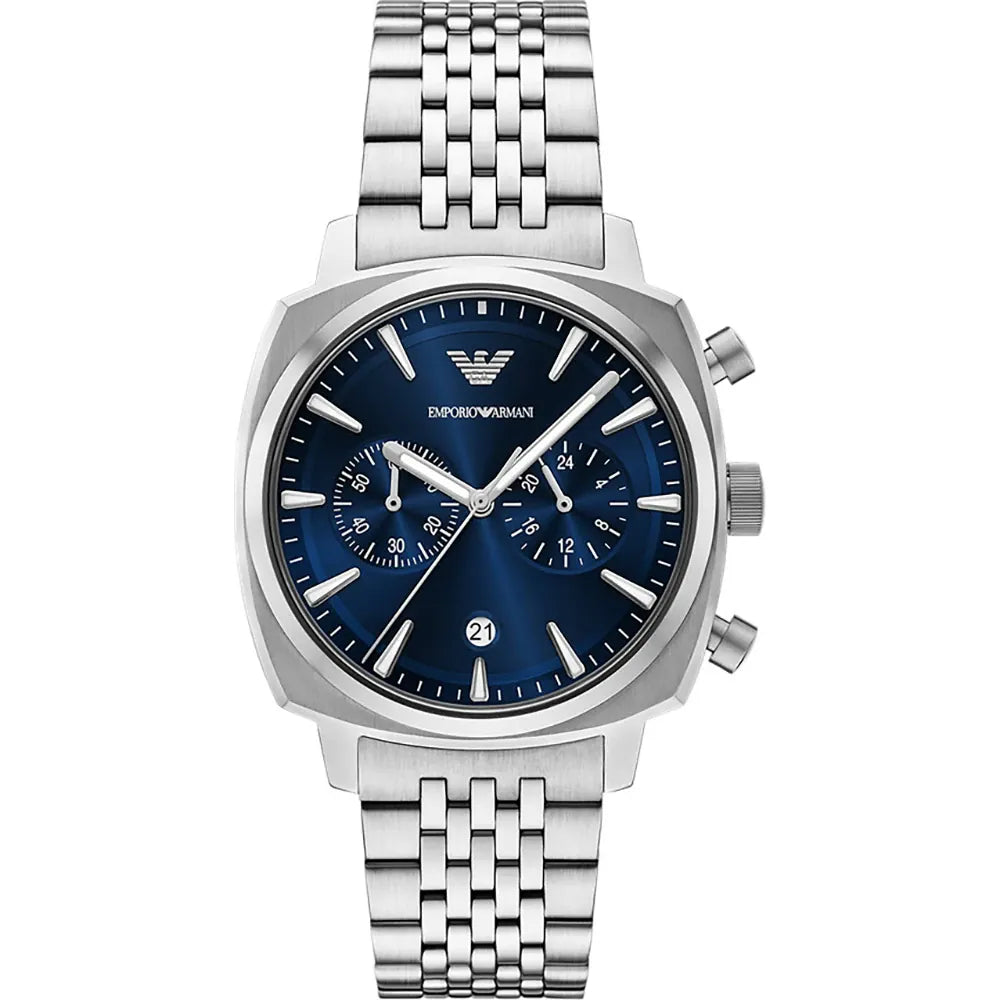 Emporio Armani Carlo Chronograph Blue Dial Steel Strap Men's Watch AR11688