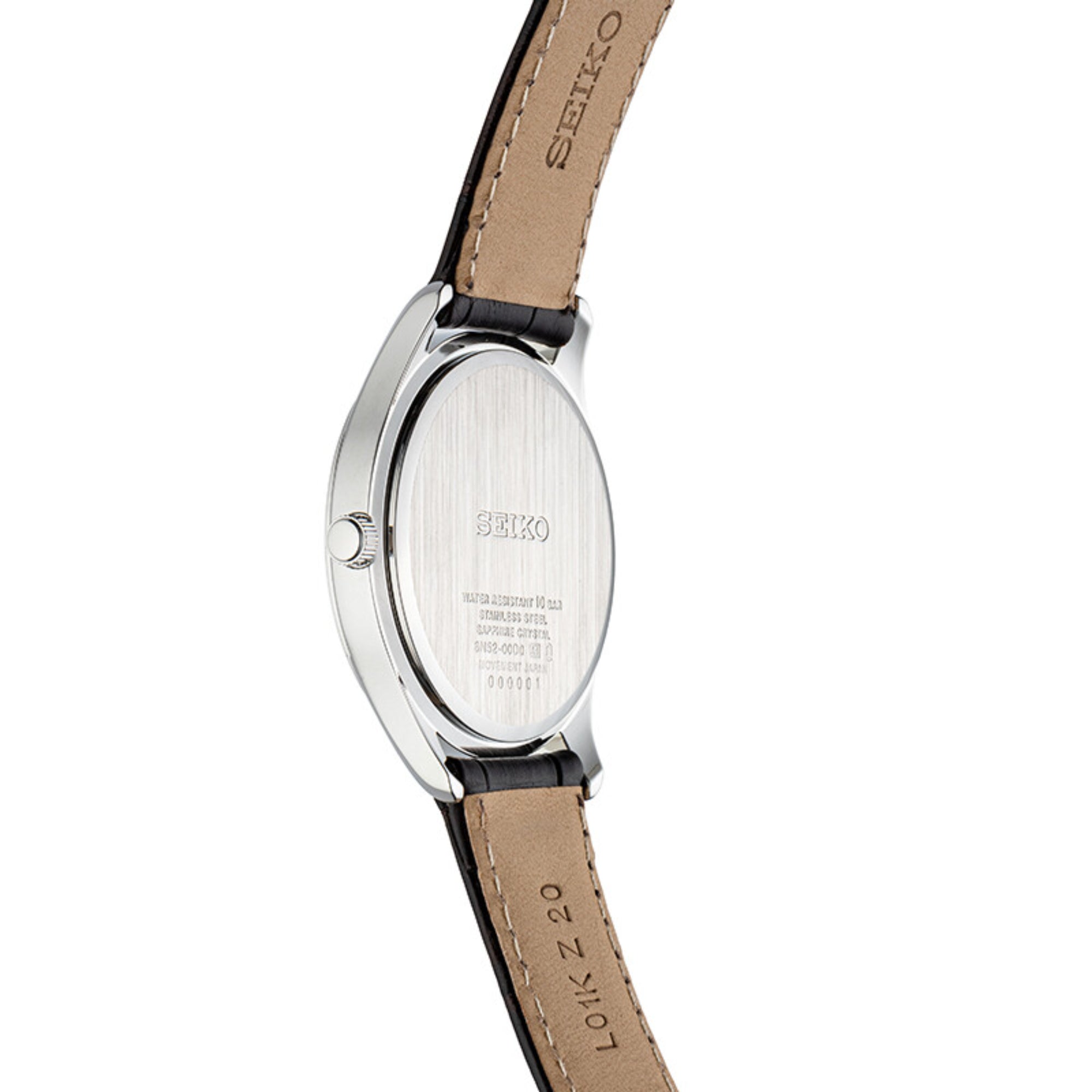 Seiko Conceptual Quartz Ivory Dial Brown Leather Strap Men's Watch SUR421P1