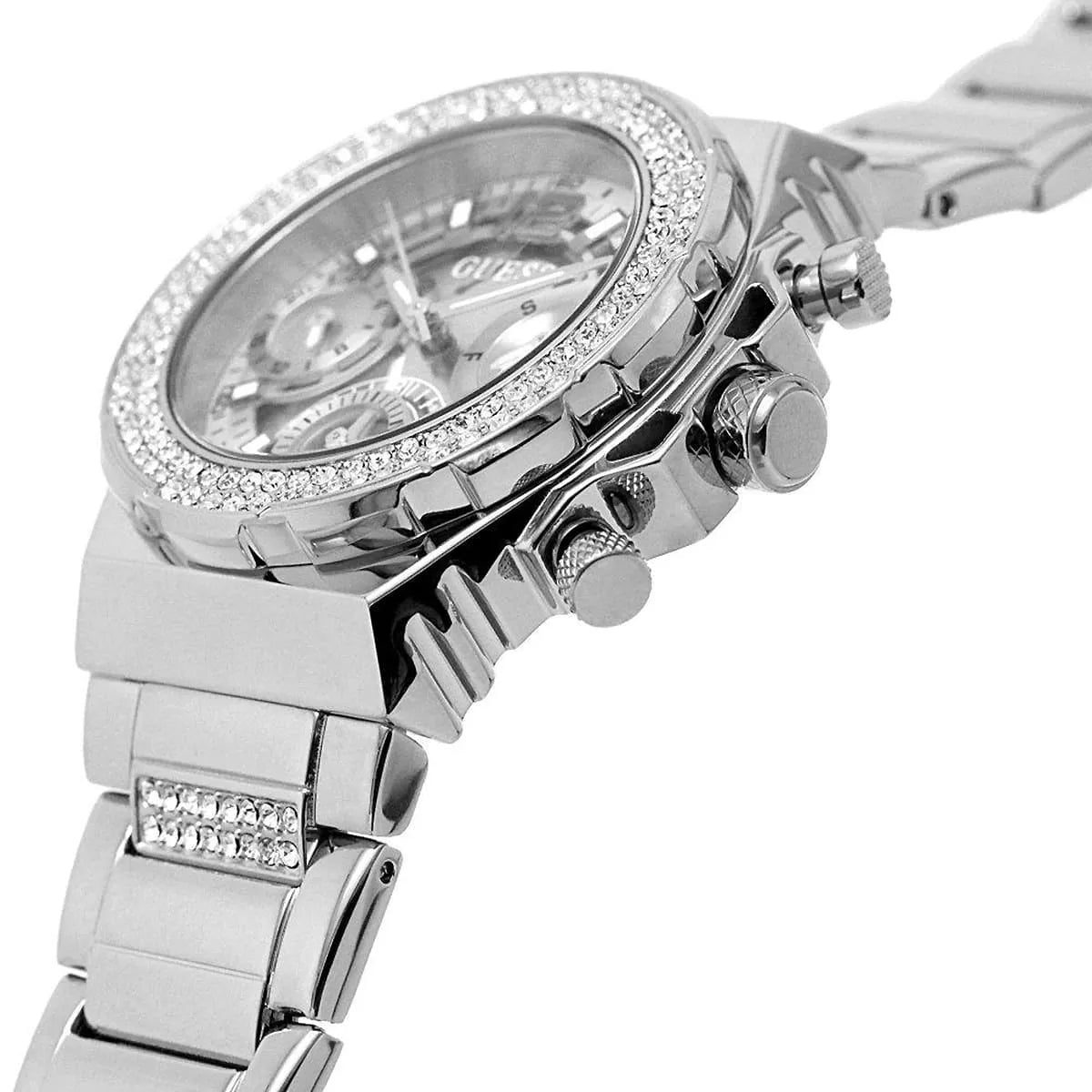 GUESS Fusion Stone Set Silver Dial Steel Strap Women's Watch GW0552L1