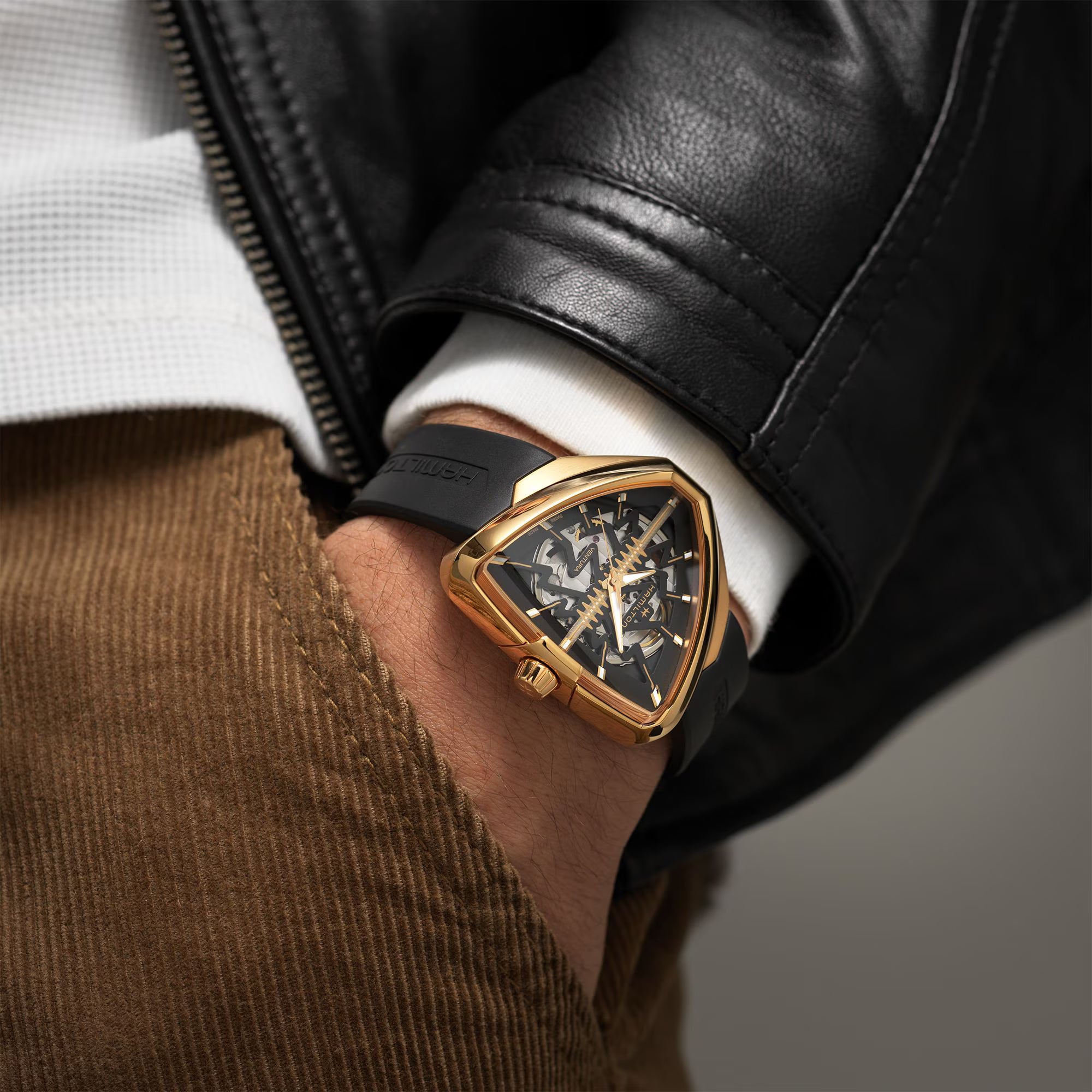 Hamilton Ventura Elvis80 Skeleton Black Dial Rubber Strap Men’s Watch H24525331