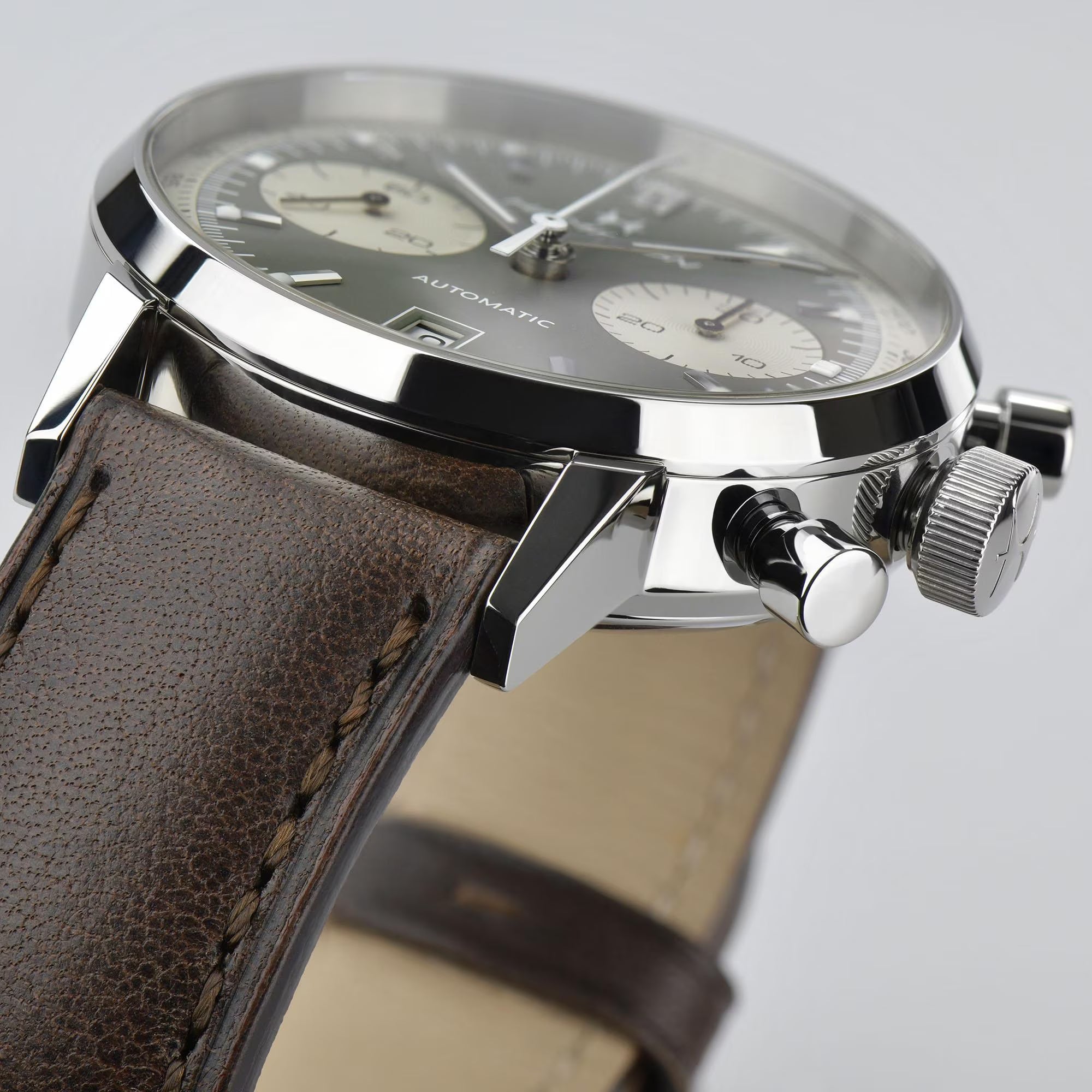 Hamilton American Classic Intra-Matic Auto Chrono Green Dial Leather Bracelet Men's Watch H38416560