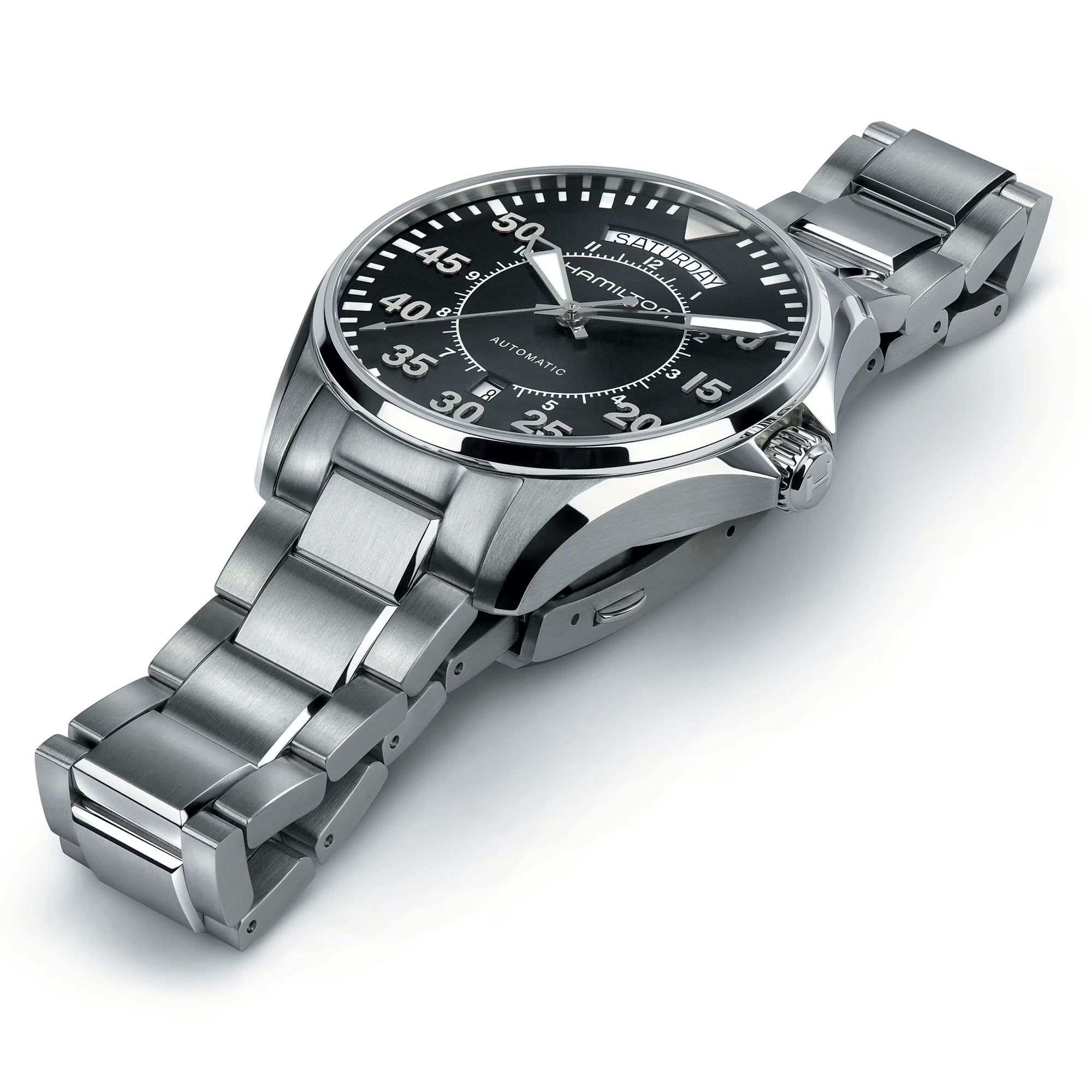 Hamilton Khaki Aviation Pilot Automatic Black Dial Stainless Steel Bracelet Men's Watch H64615135