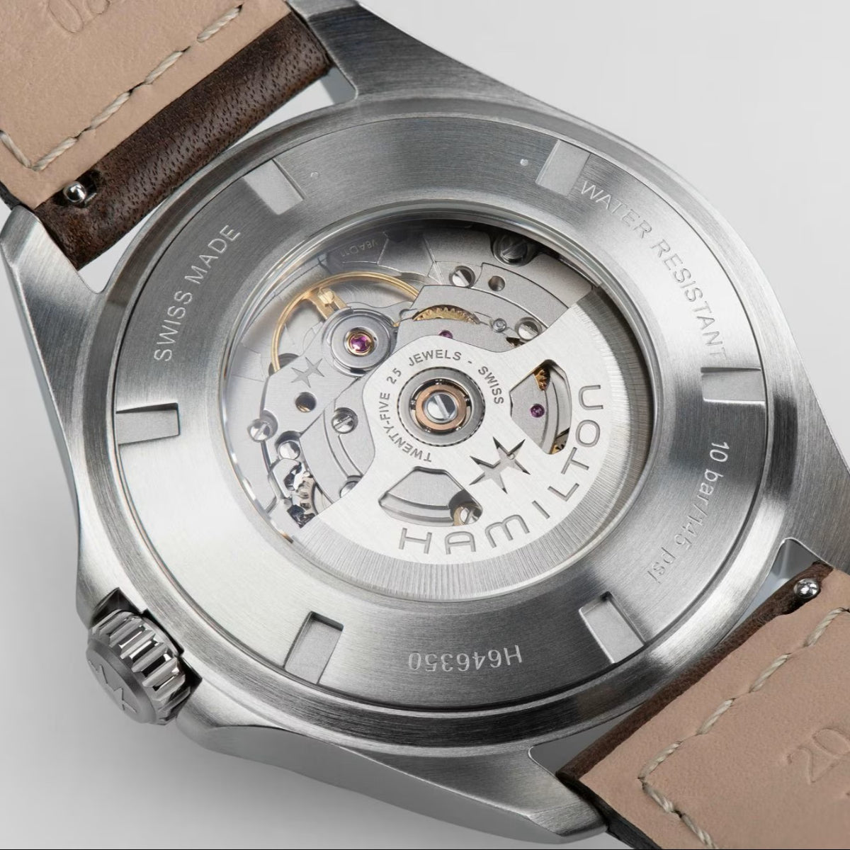 Hamilton Khaki Aviation Pilot Automatic Green Dial Leather Strap Men's Watch H64635560