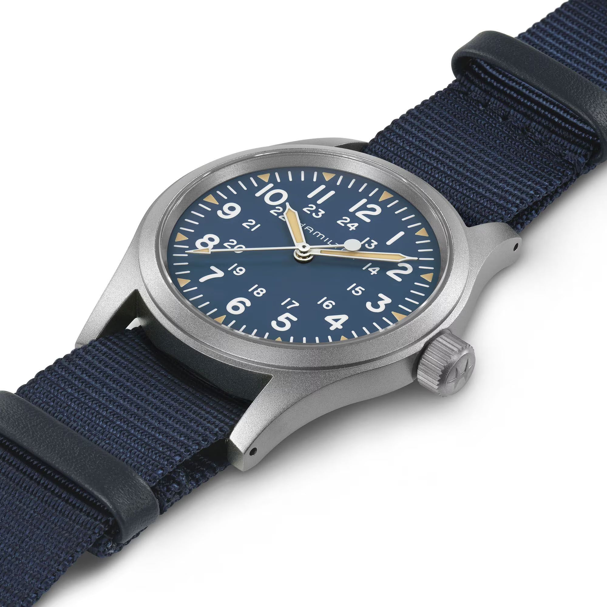 Hamilton Khaki Field Mechanical Blue Dial NATO Strap Unisex Watch H69439940