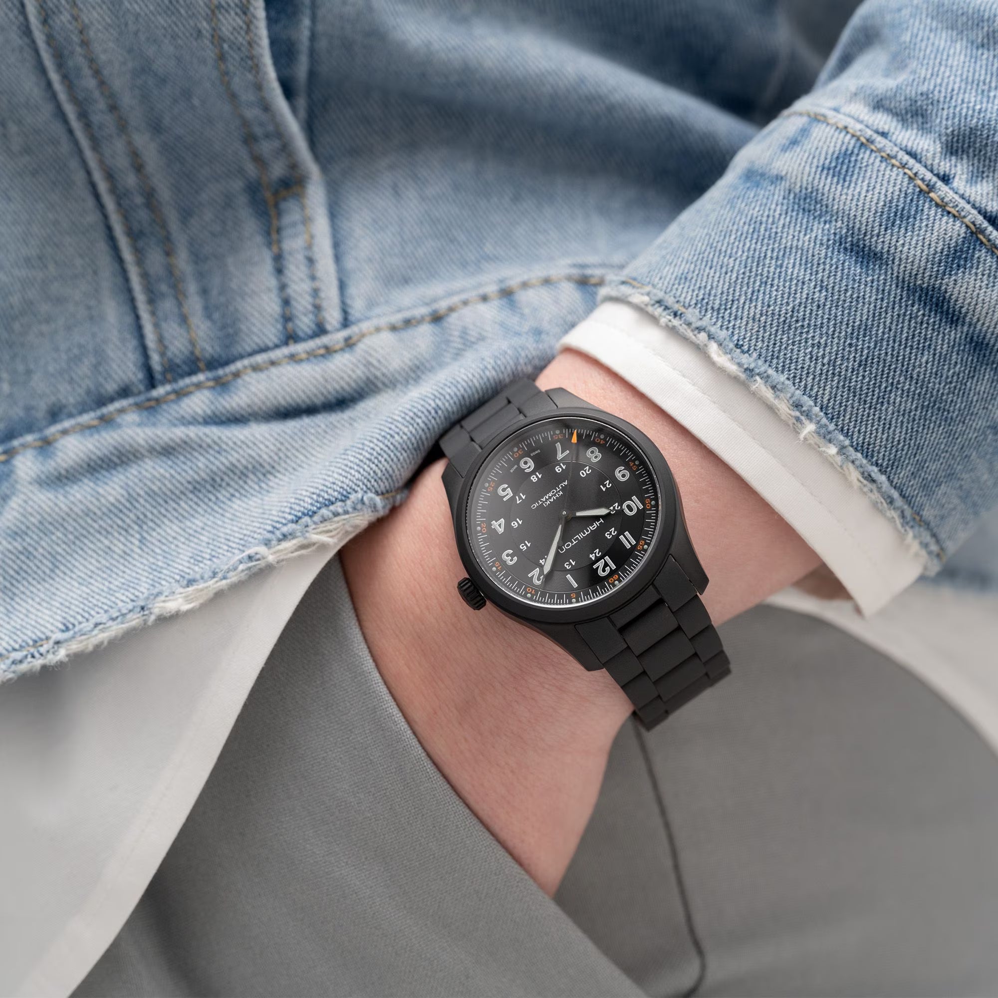 Hamilton Khaki Field Titanium Automatic Black Dial Black PVD Titanium Bracelet Men's Watch H70665130