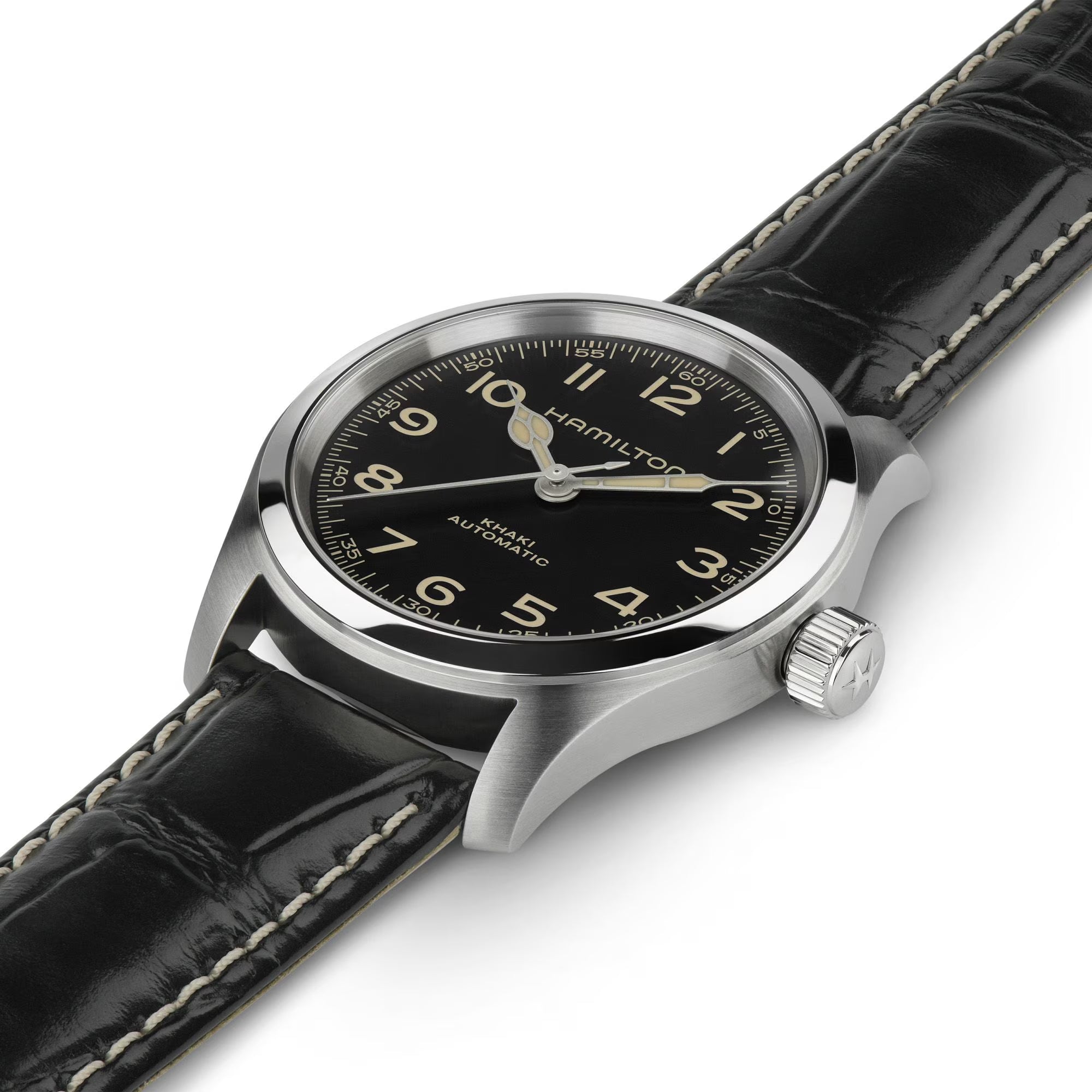 Hamilton Khaki Field Murph Black Dial Black Leather Strap Men's Watch H70405730