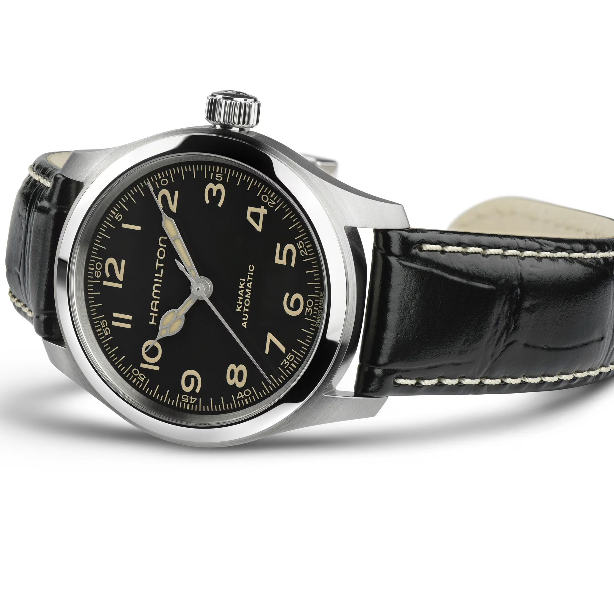 Hamilton Khaki Field Murph Black Dial Black Leather Strap Men's Watch H70405730