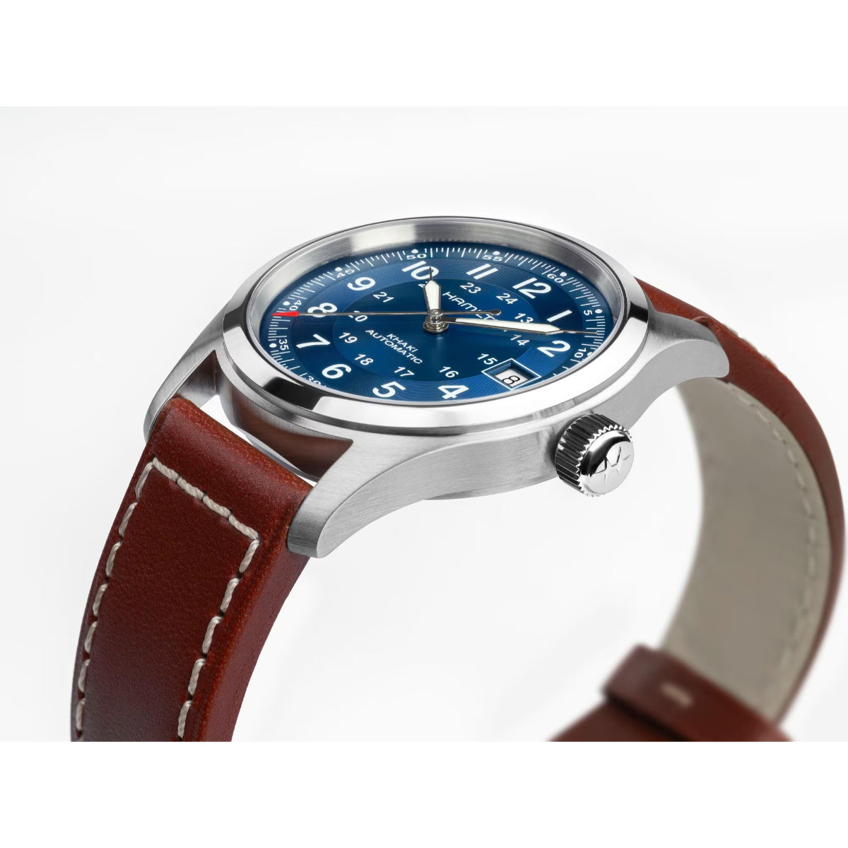 Hamilton Khaki Field H70455540 38mm blue dial brown leather strap