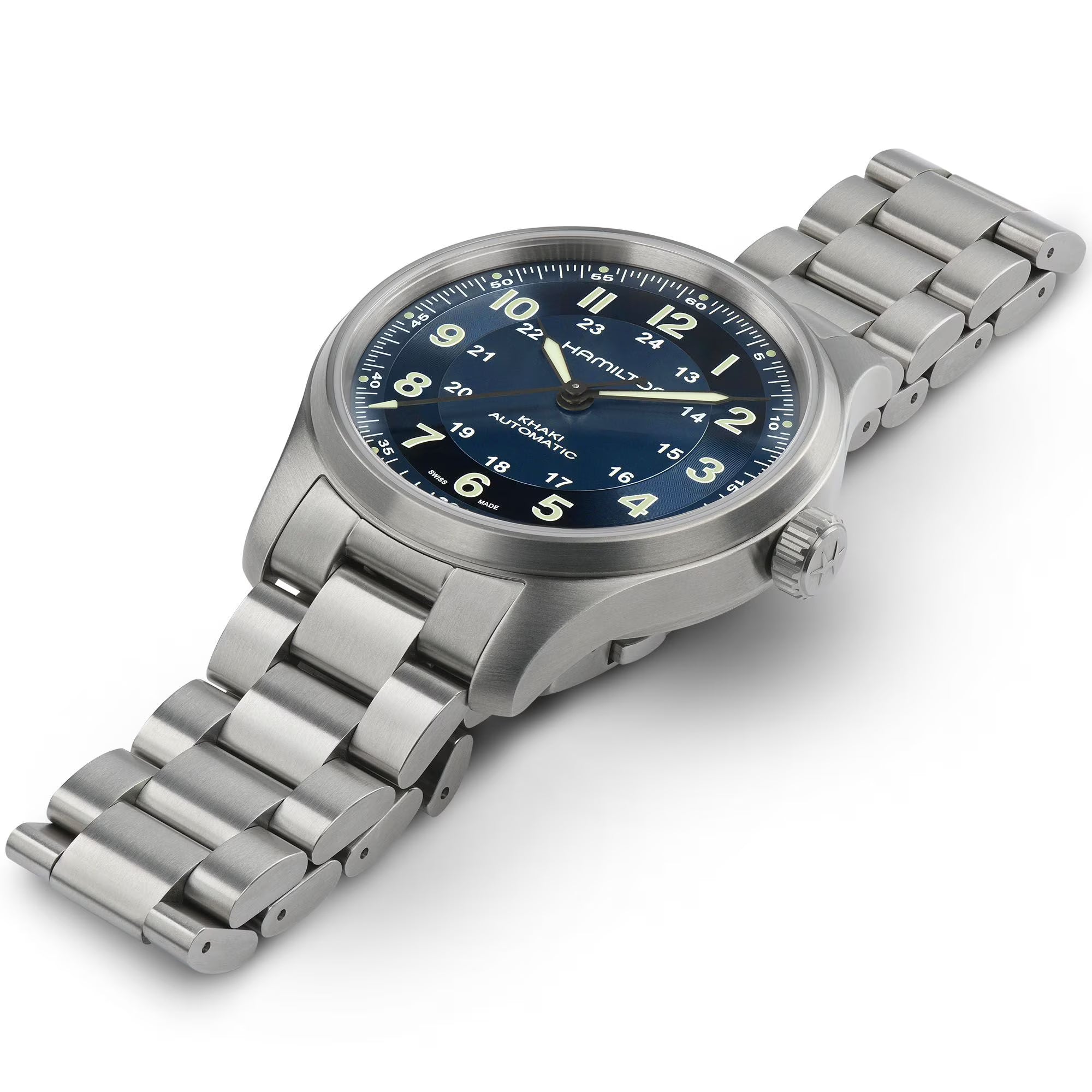 Hamilton Khaki Field Titanium Automatic Blue Dial Steel Strap Men's Watch H70545140