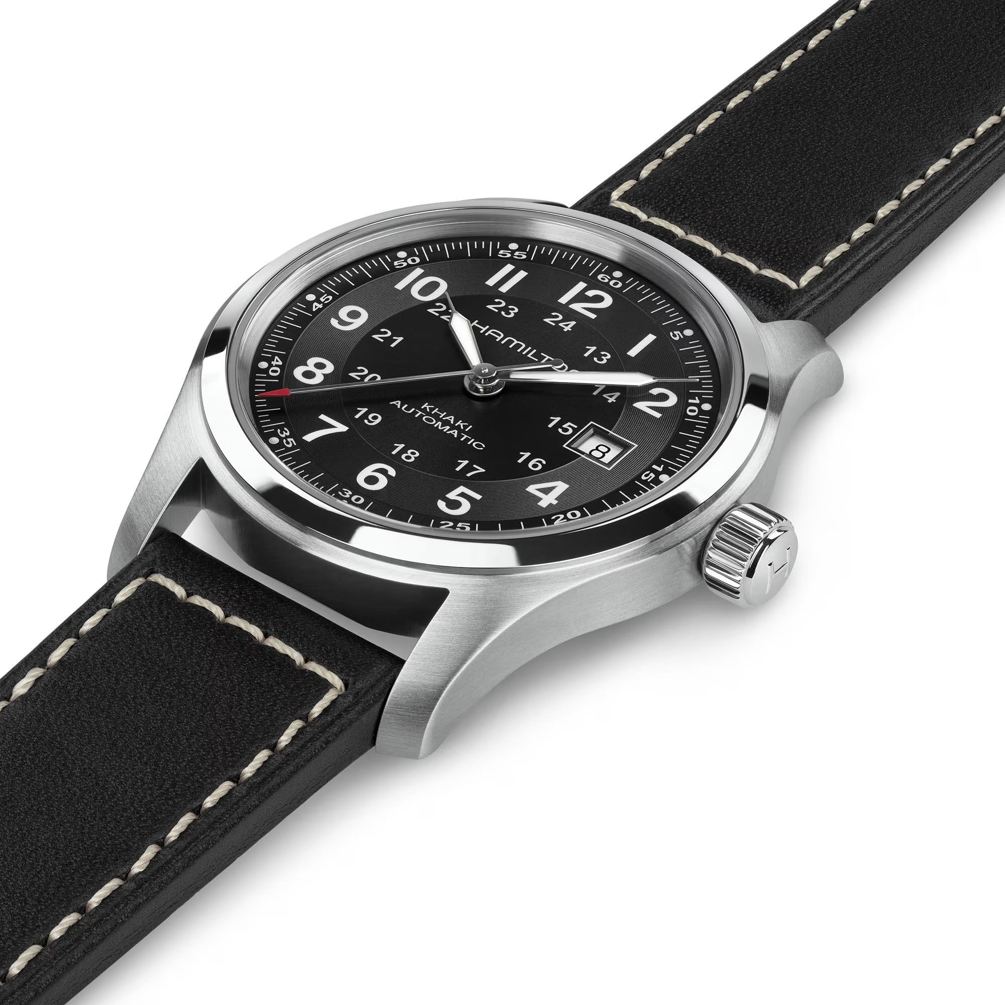 Hamilton Khaki Field Black Dial Leather Strap Men's Watch H70605733