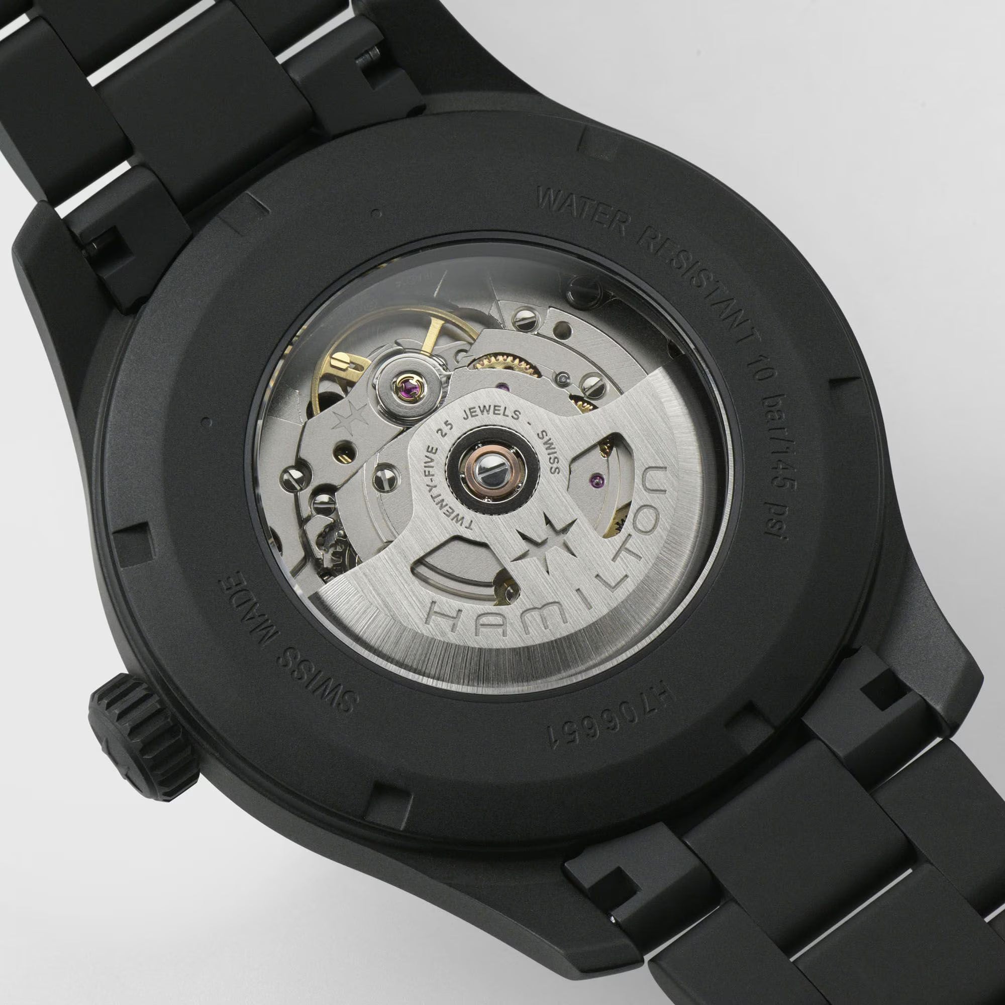 Hamilton Khaki Field Titanium Automatic Black Dial Black PVD Titanium Bracelet Men's Watch H70665130