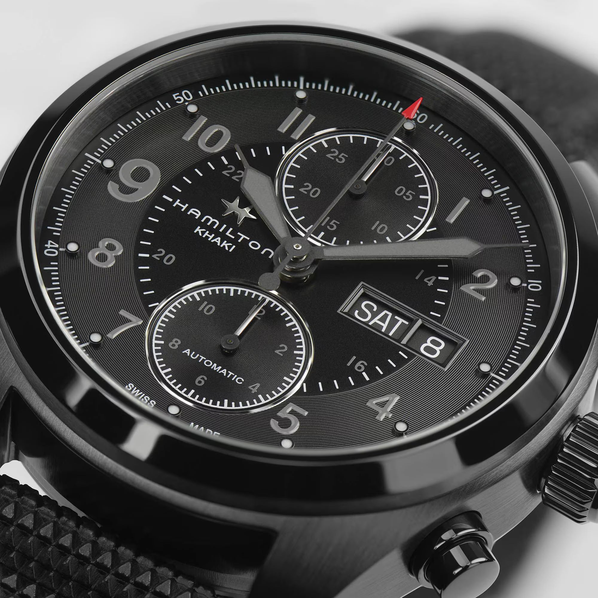 Hamilton Khaki Field Jack Ryan Automatic Black Dial Black Synthetic Strap Men's Watch H71626735