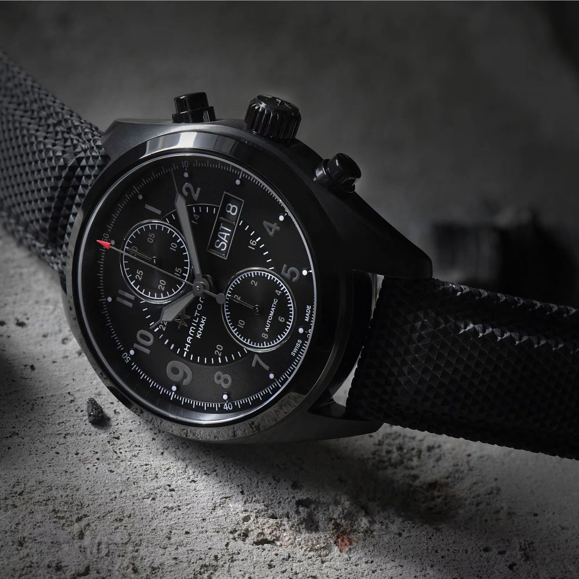 Hamilton Khaki Field Jack Ryan Automatic Black Dial Black Synthetic Strap Men's Watch H71626735