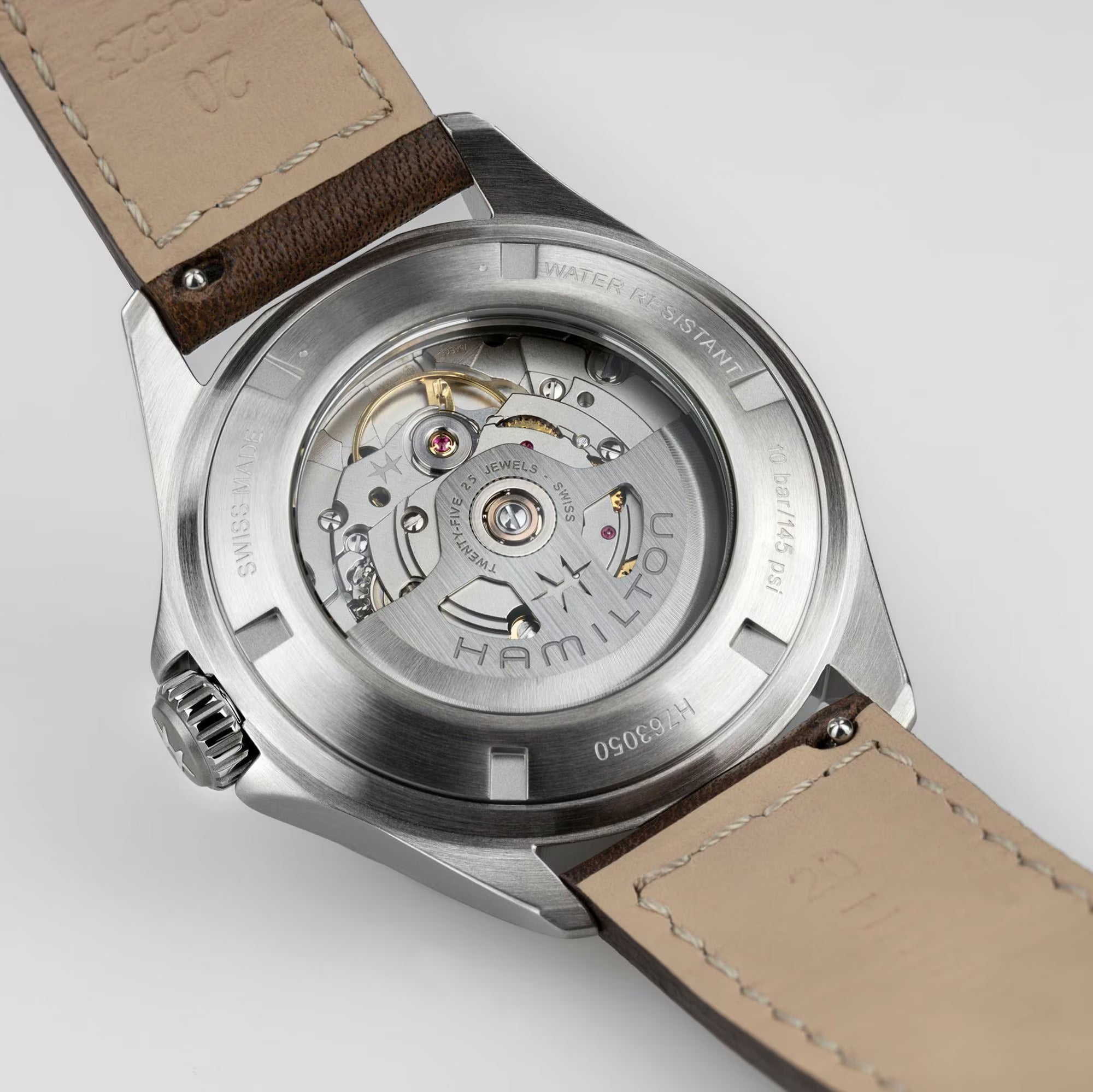 Hamilton Khaki Aviation Pilot Automatic Green Dial Leather Strap Men's Watch H76305560