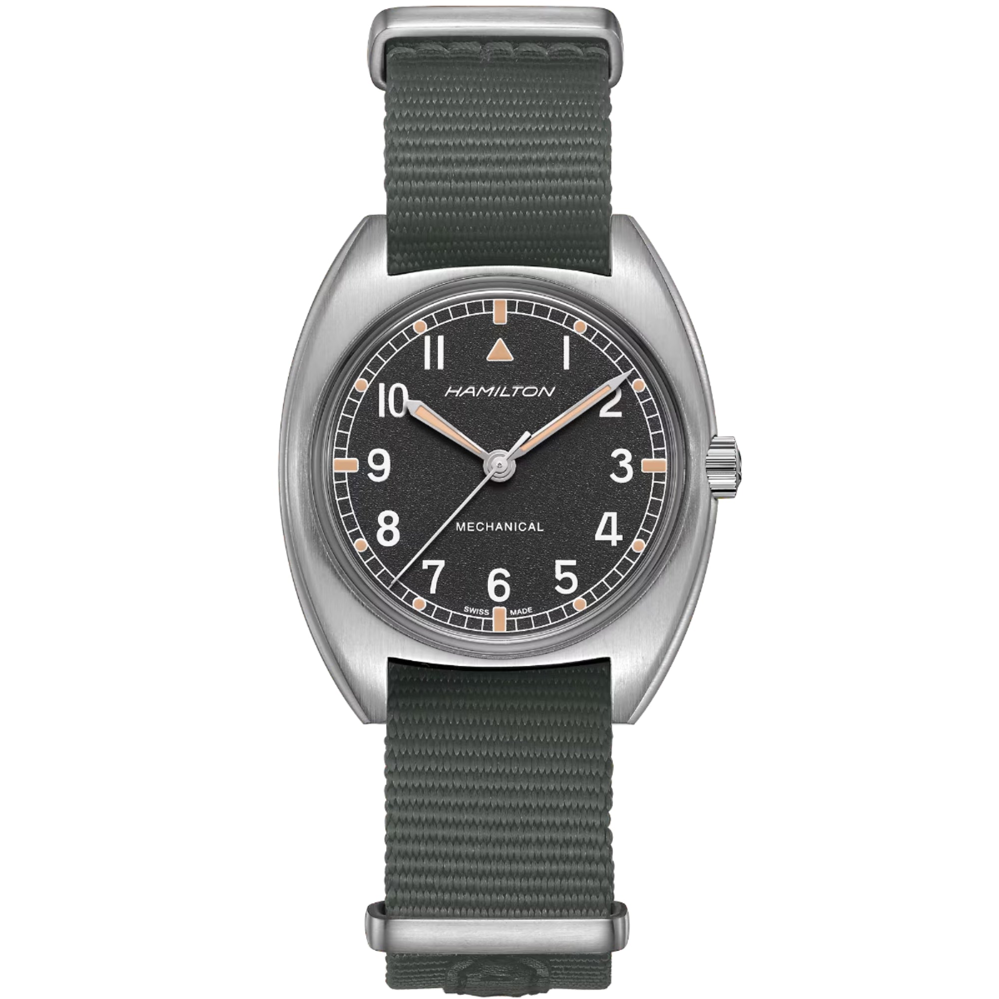 Hamilton Khaki Aviation Pilot Pioneer Mechanical Black Dial Grey NATO Strap Men's Watch H76419931