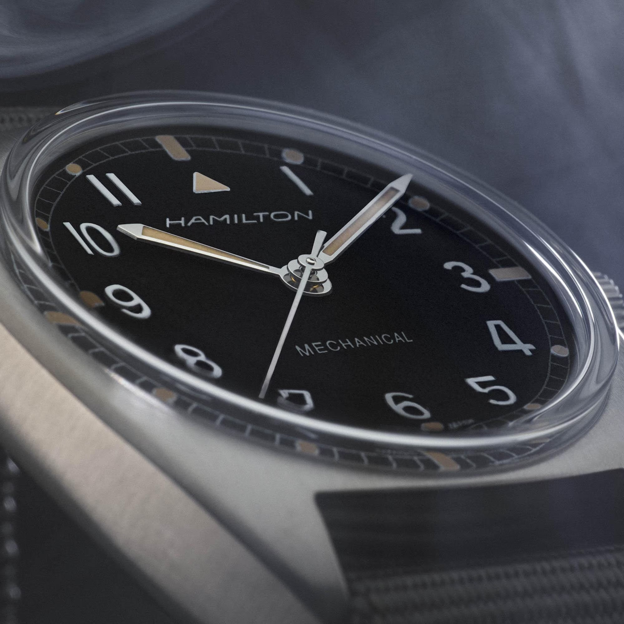 Hamilton Khaki Aviation Pilot Pioneer Mechanical Black Dial Grey NATO Strap Men's Watch H76419931