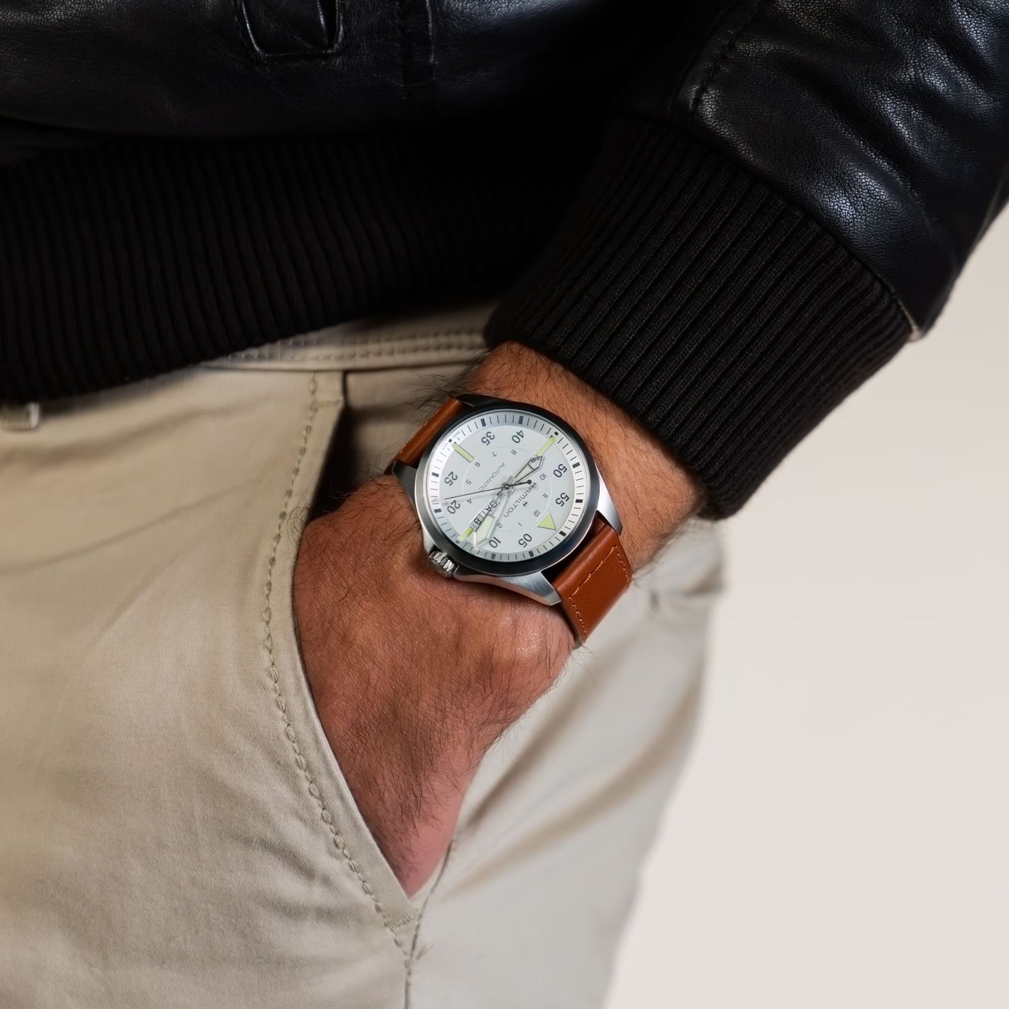 Hamilton Khaki Pilot Day Date Automatic Silver Dial Men's Watch H64635550