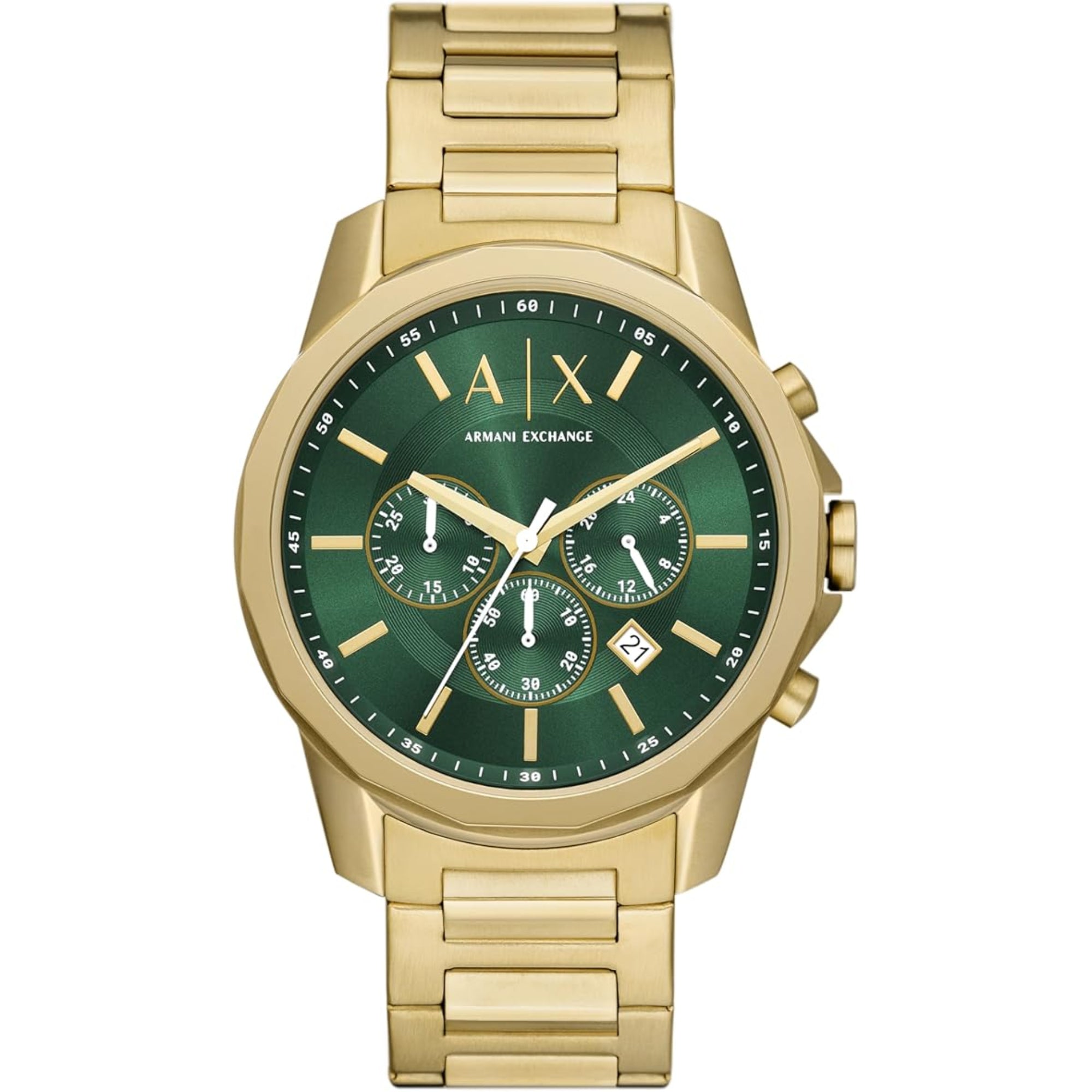 Armani Exchange Chronograph Quartz Green Dial Steel Strap Men’s Watch AX1746