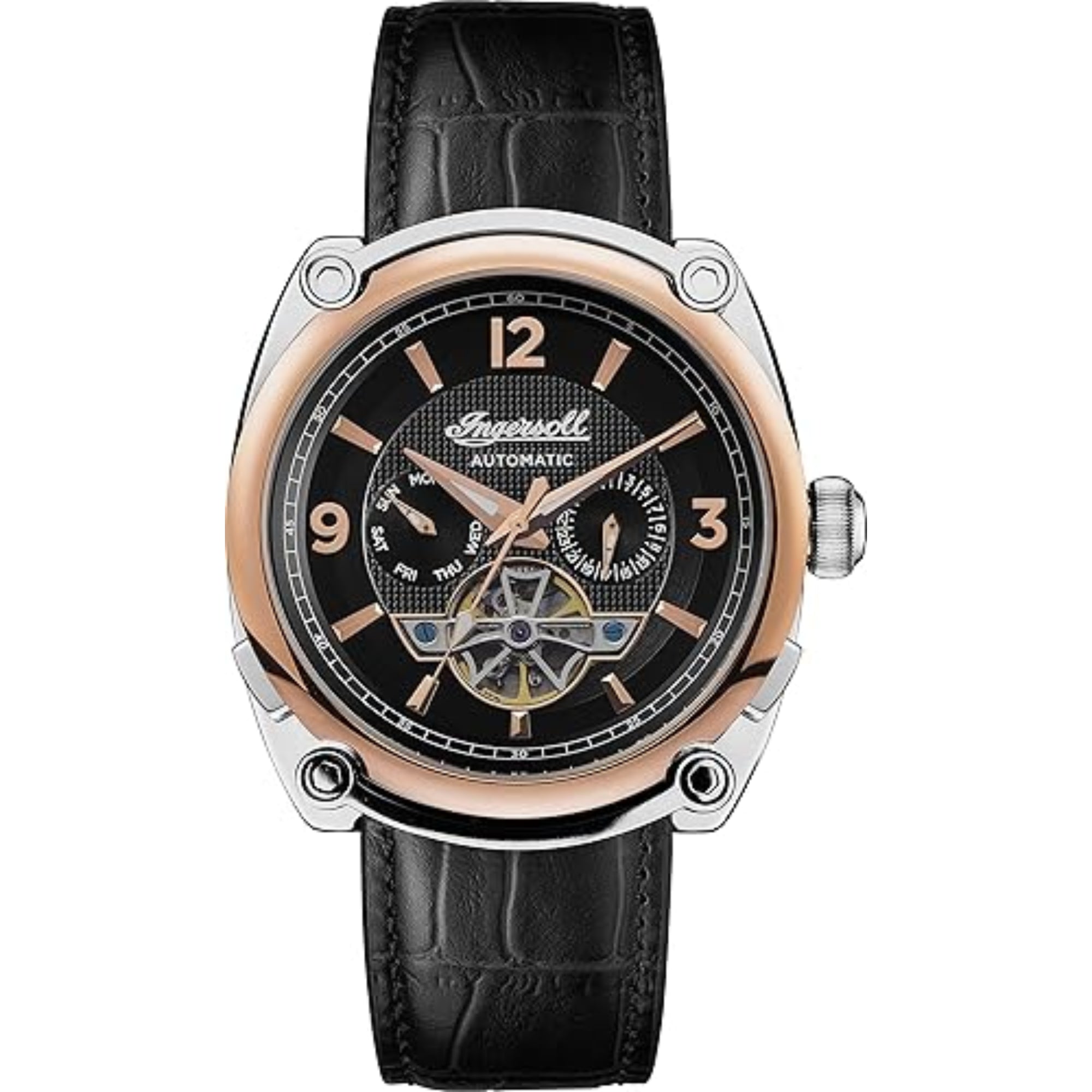 Ingersoll  The Michigan  Automatic Black Dial Black Leather Strap Men's Watch I01102B