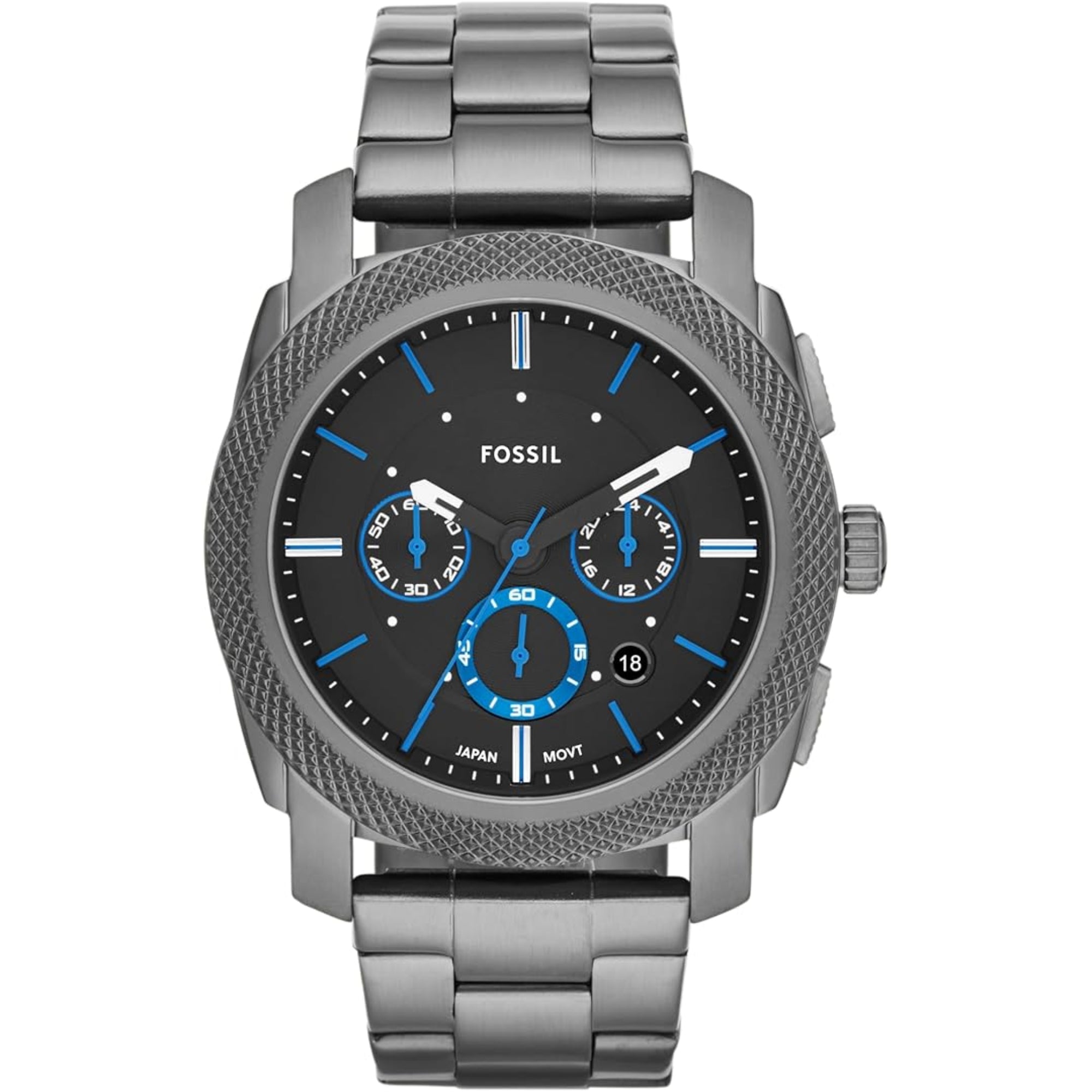 Fossil Machine Chronograph Smoke Stainless Steel Black Dial Men’s Watch FS4931