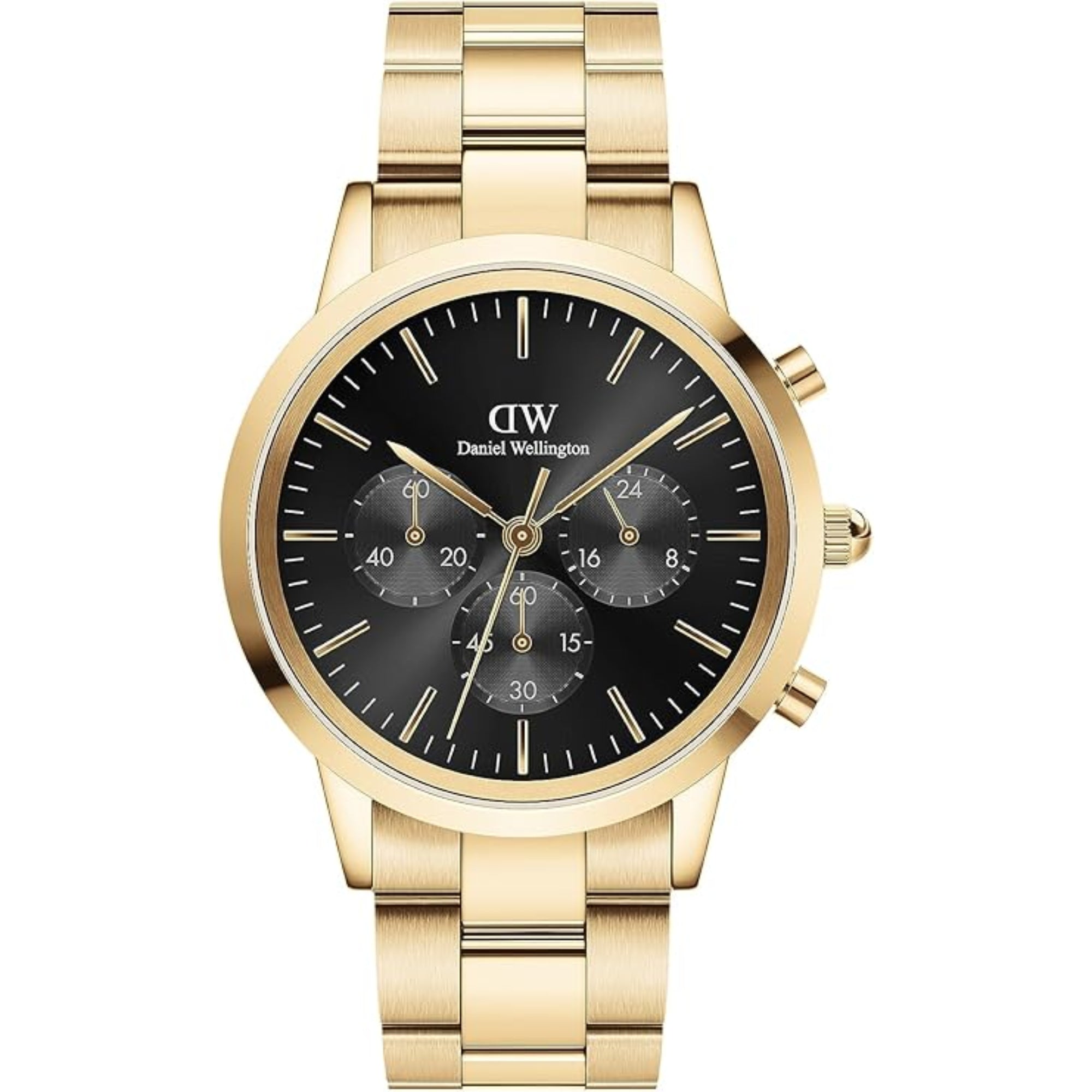 Daniel Wellington Iconic Chronograph Link Gold Black Sunray Dial Men’s Watch DW00100641