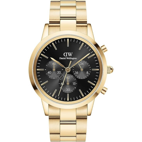 Daniel Wellington Iconic Chronograph Link Gold Black Sunray Dial Men’s Watch DW00100641