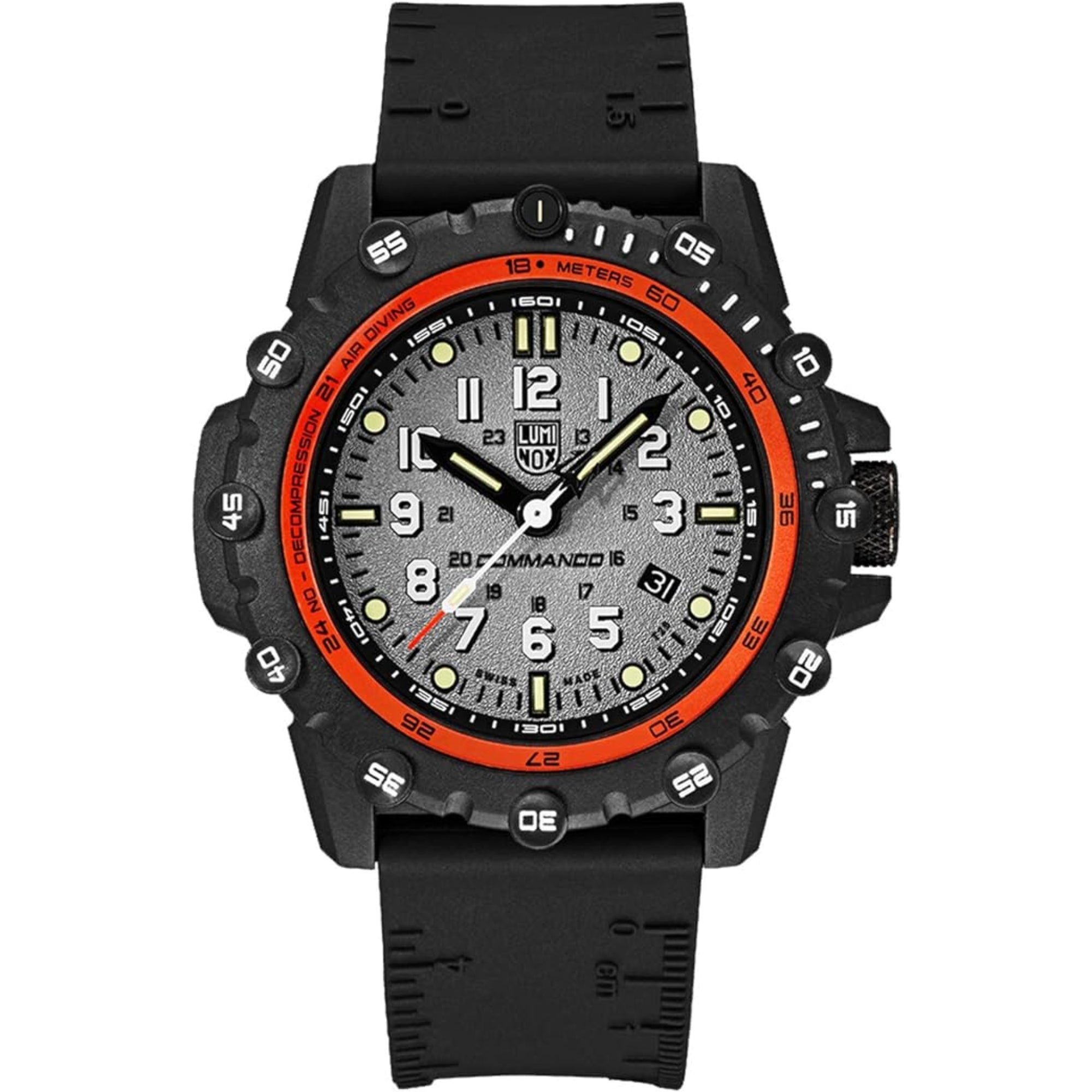 Luminox Commando Frogman Quartz Silver Dial Black Rubber Strap Men's Watch XS.3301