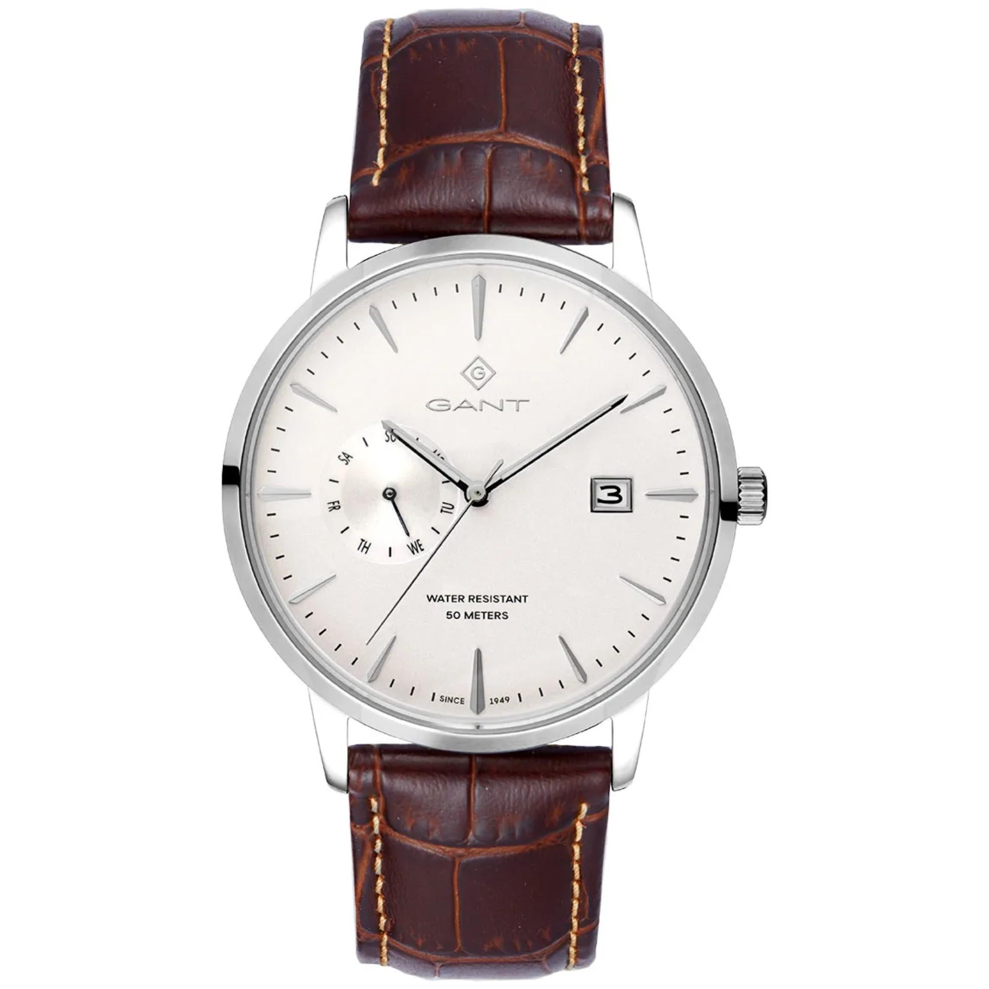 Gant East Hill Quartz White Chronograph Brown Leather Bracelet White Dial Men’s Watch G165002