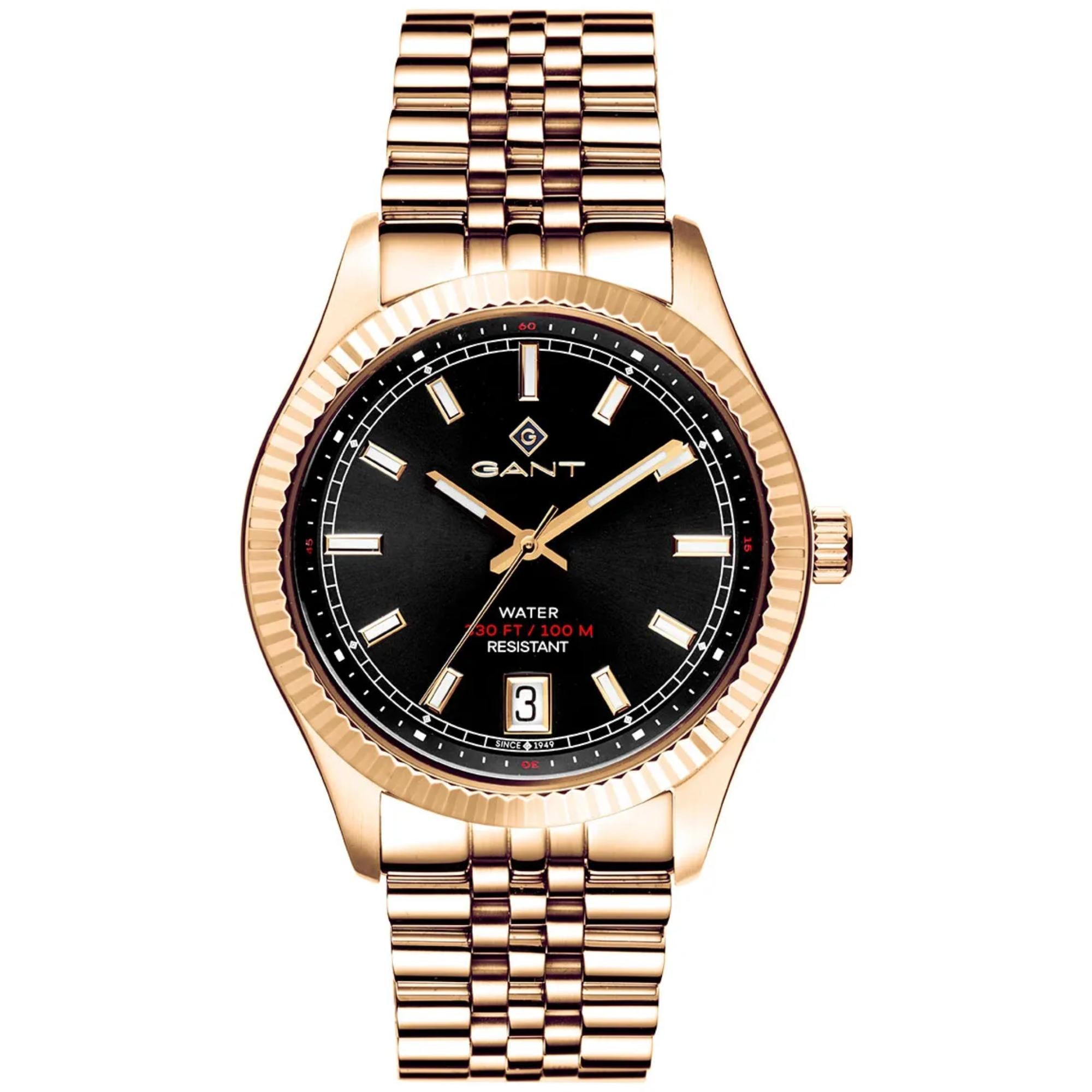 Gant Sussex 44 Quartz Black Dial Gold PVD Steel Bracelet Men's Watch G166004