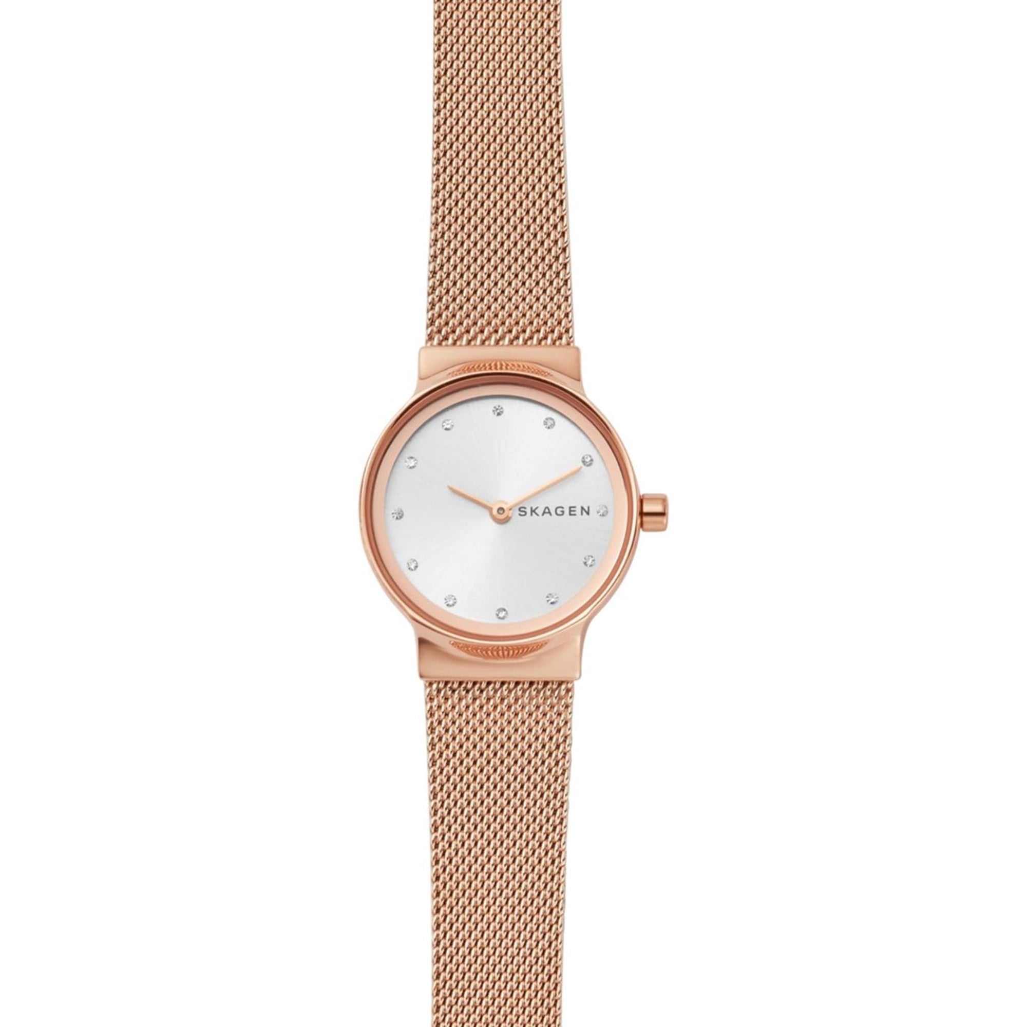 Skagen Freja Lille Rose Gold-Tone Steel Mesh White Silver Dial Women’s Watch SKW2665
