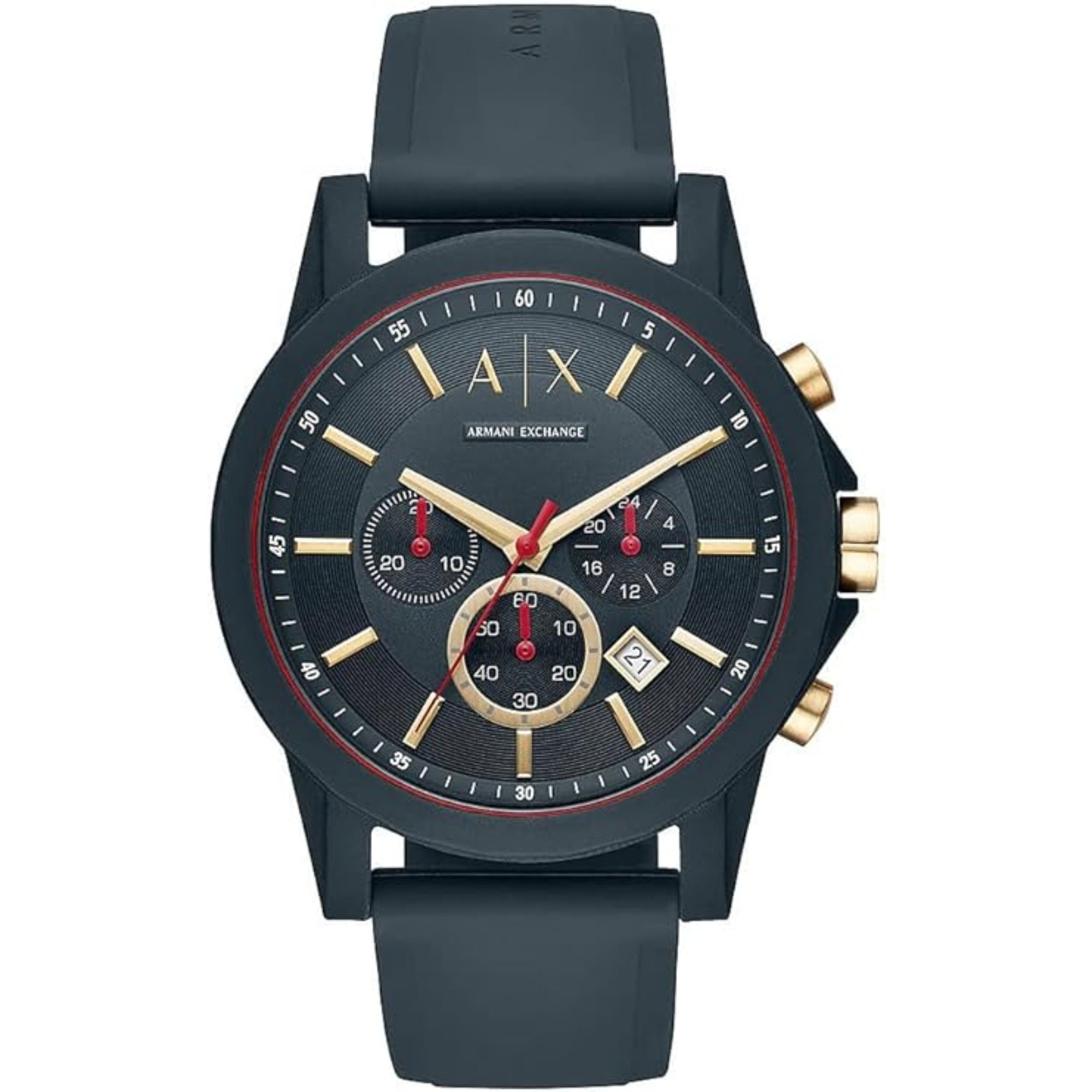 Armani Exchange Chronograph Quartz Blue Dial Silicone Strap Men's Watch AX1335