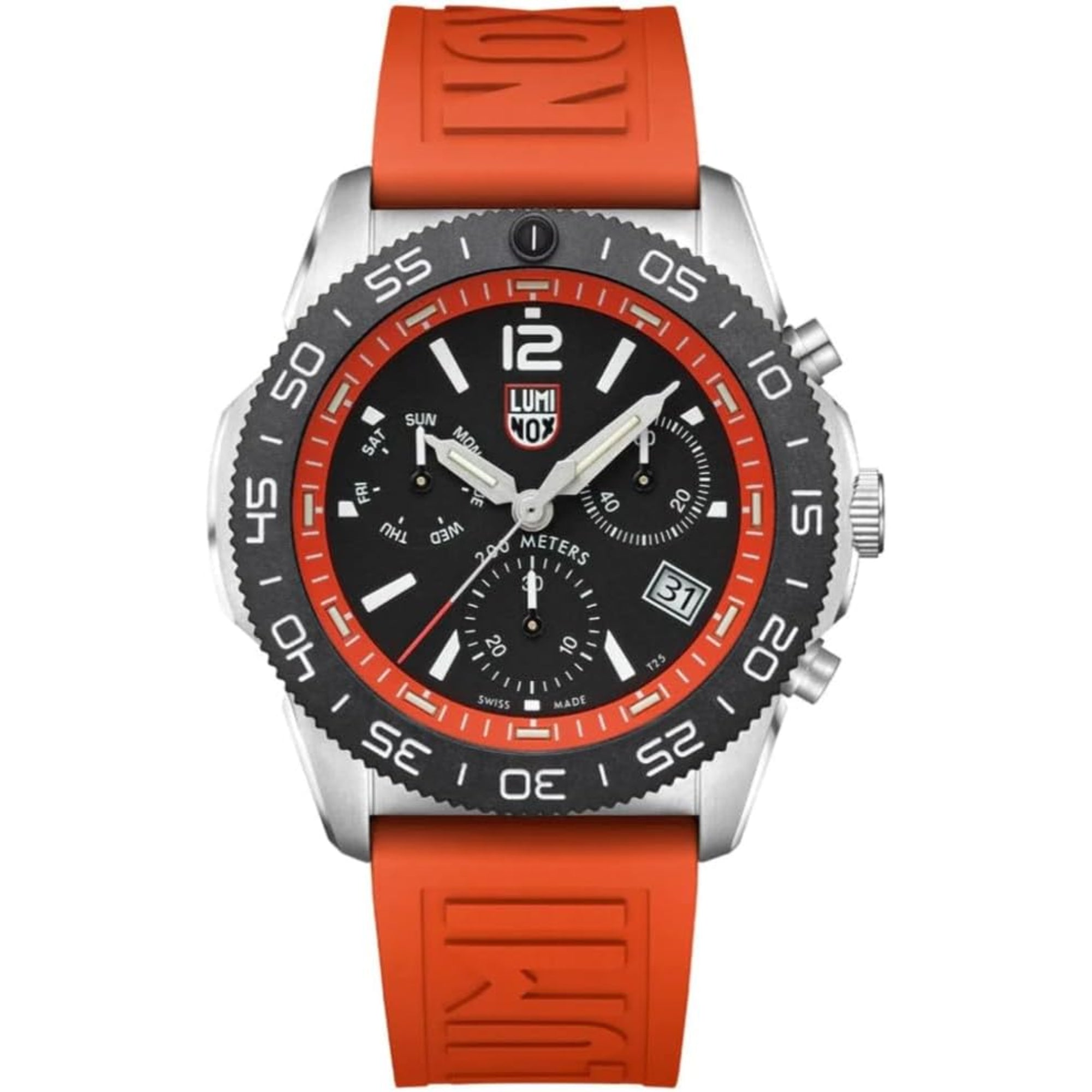 Luminox Pacific Diver Chronograph Orange Rubber Strap Black Dial Men's Watch XS.3149