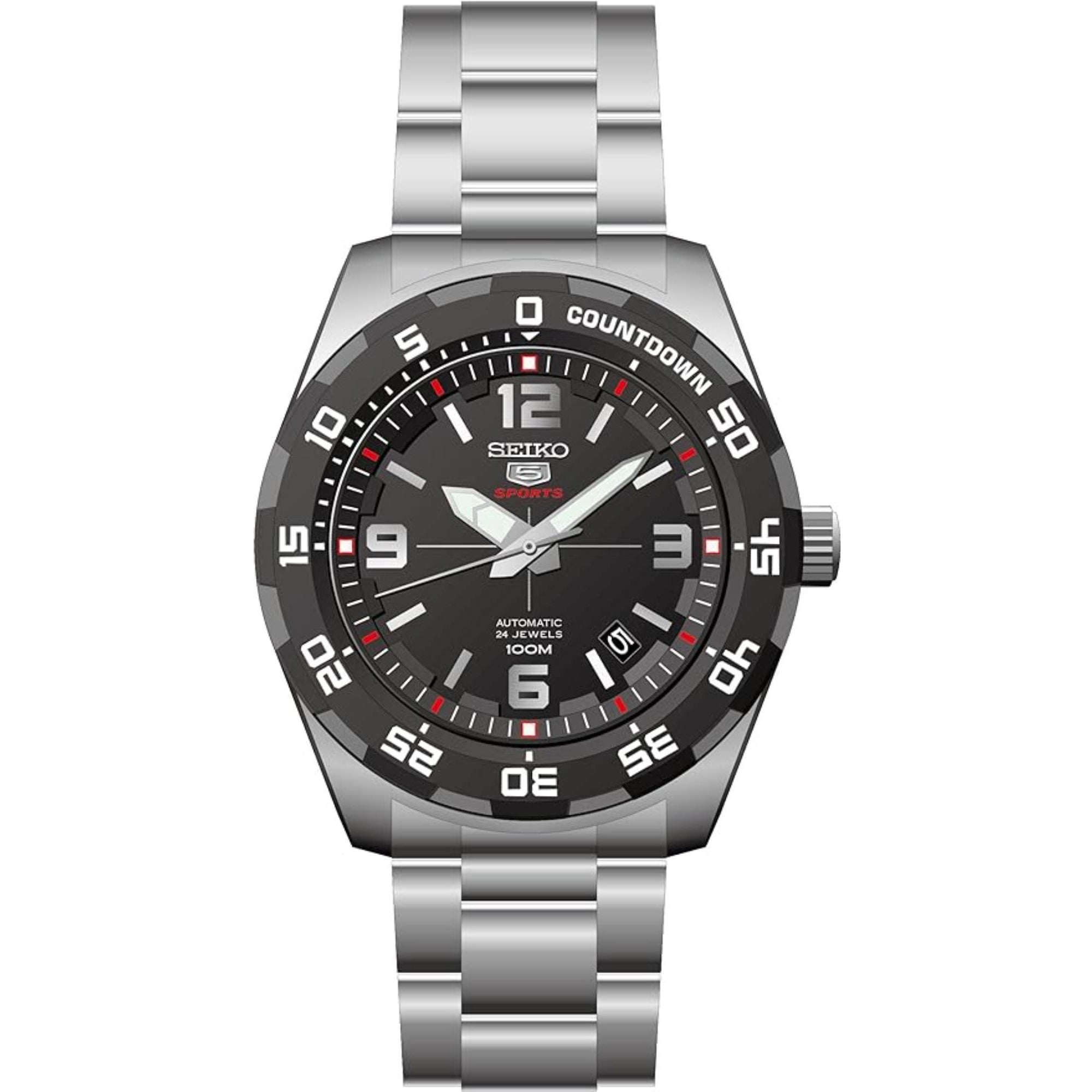 Seiko 5 Sports Automatic Black Dial Silver Stainless Steel Men's Watch SRPB81K1