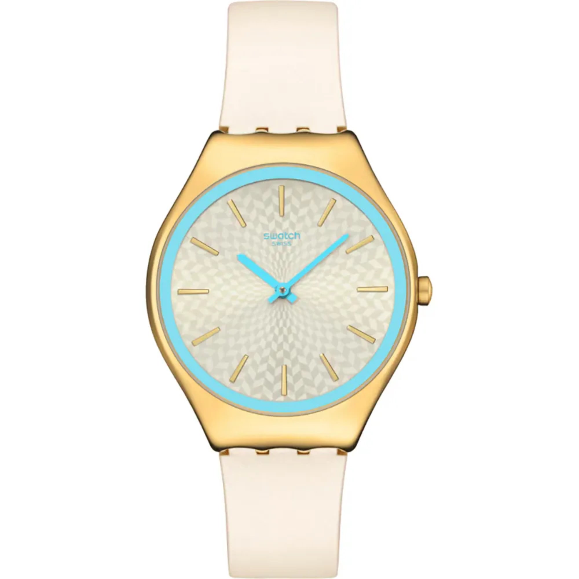 Swatch COCO HO BLU Ivory Dial Silicone Strap Watch SYXG127