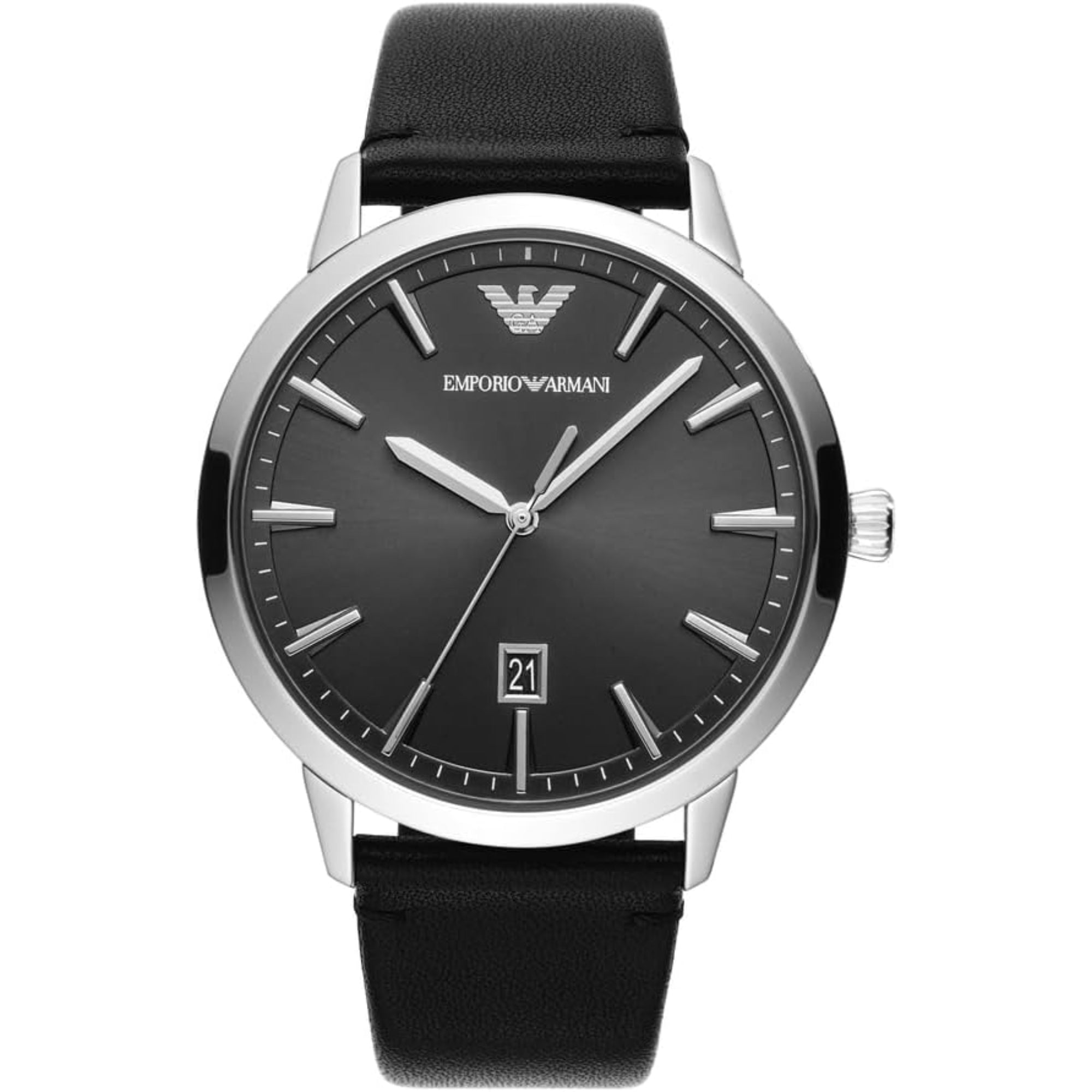 Emporio Armani Quartz Black Dial Leather Strap Men’s Watch AR11193