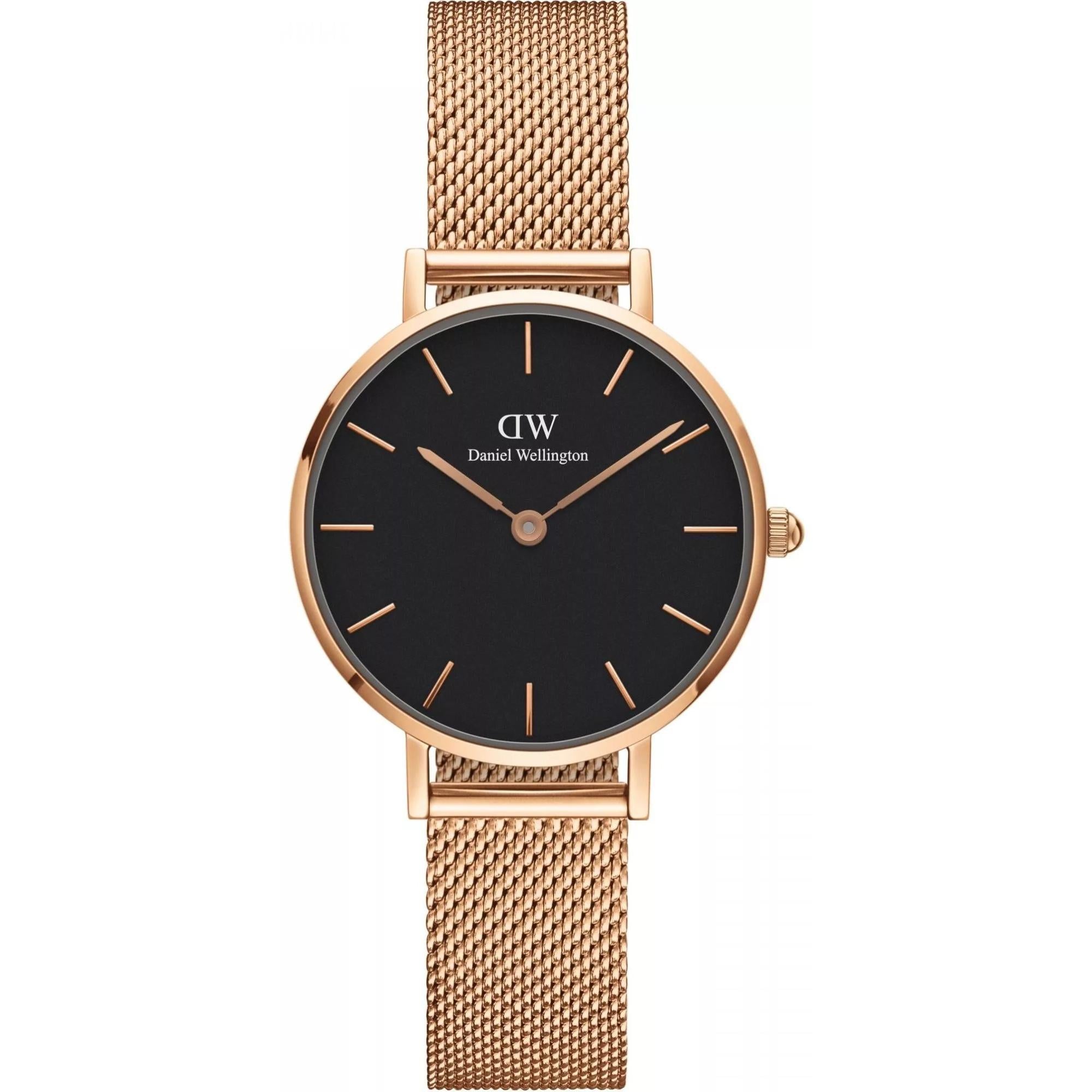 Daniel Wellington Petite Melrose Black Dial Steel Strap Women’s Watch DW00100217