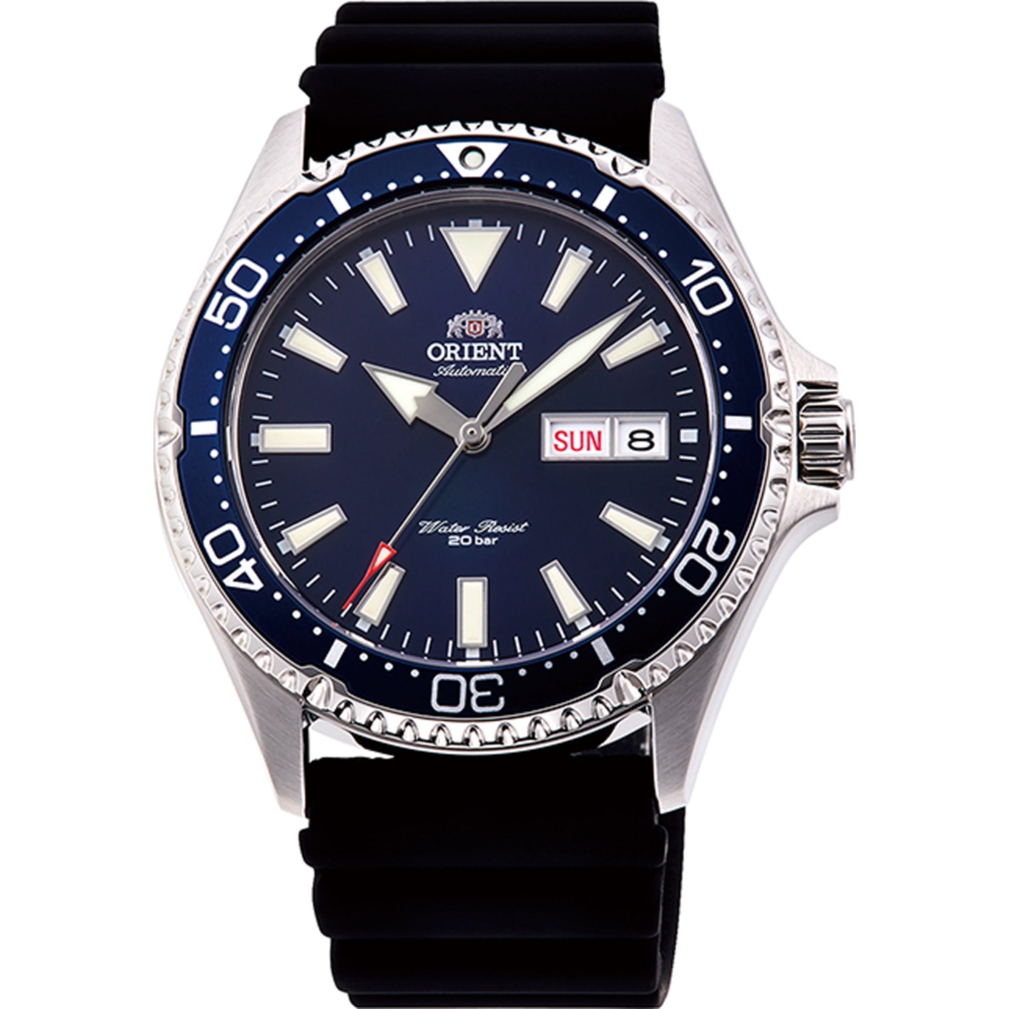 Orient Mako III Automatic Blue Dial Black Silicone Strap Men’s Watch RA-AA0006L19B