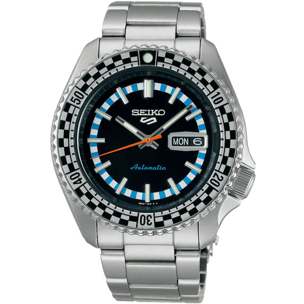 Seiko 5 Sports Checker Flag Automatic Black Dial Stainless Steel Bracelet Men's Watch SRPK67K1