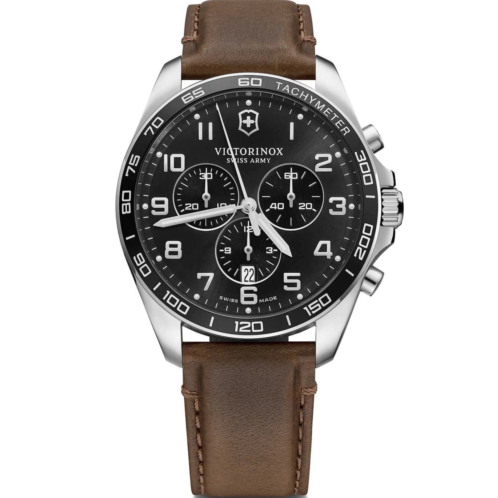 Victorinox FieldForce Chronograph Black Dial Brown Leather Strap Men's Watch 241928