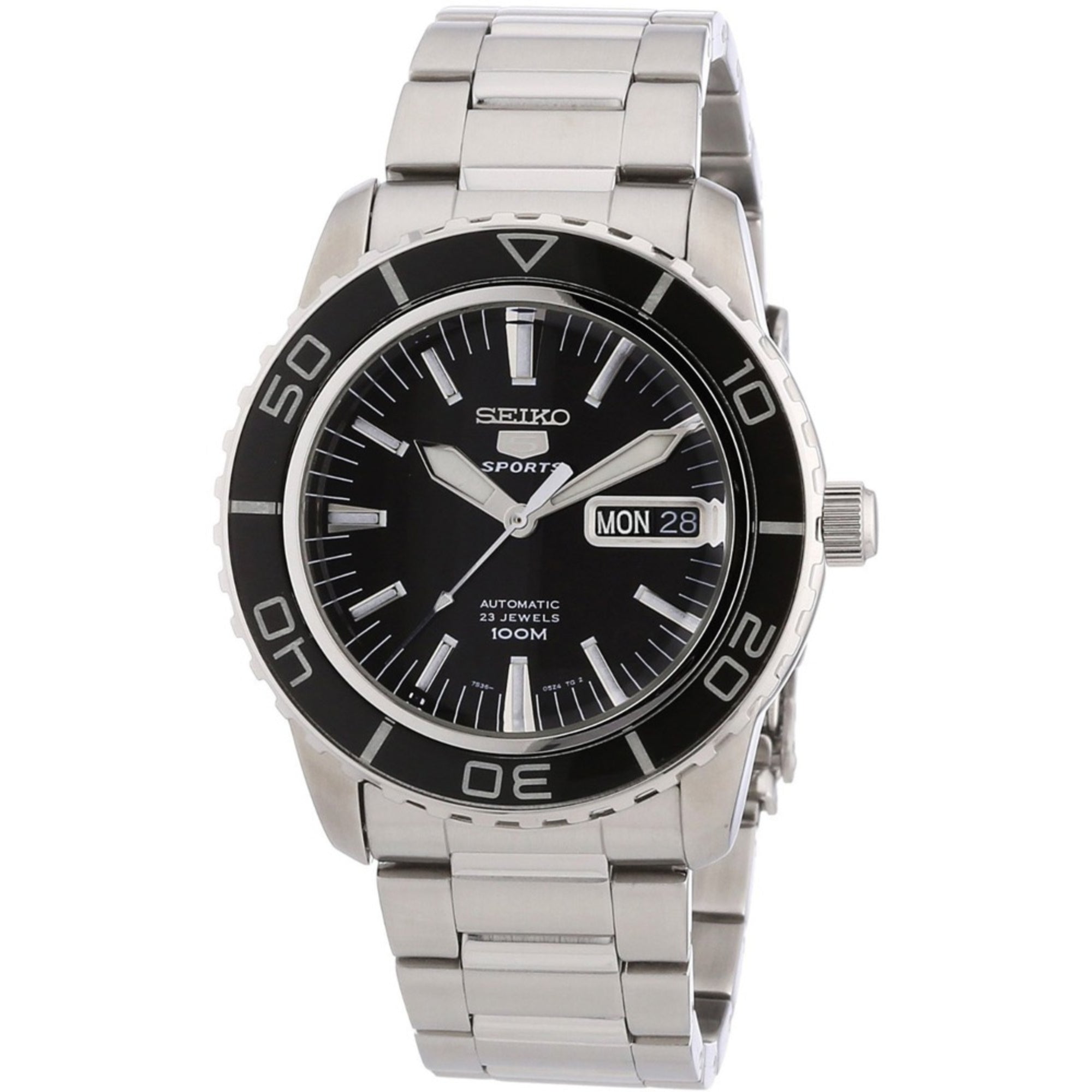 Seiko 5 Sports Automatic Black Dial Stainless Steel Bracelet Men's Watch SNZH55K1