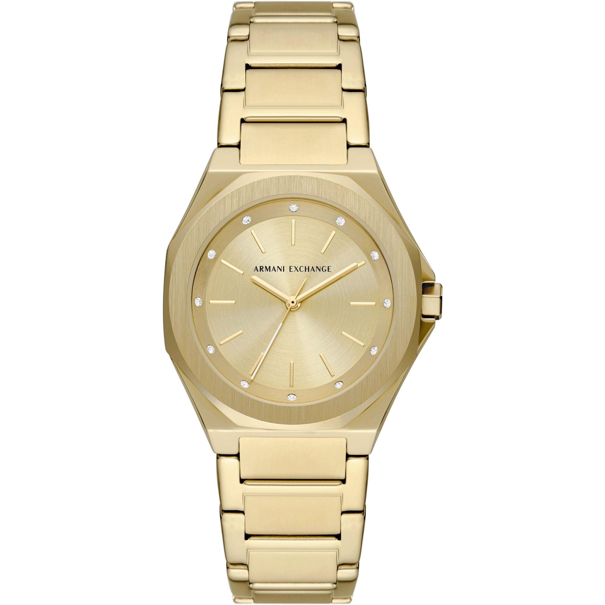 Armani Exchange Quartz Gold Dial Steel Strap Women's Watch AX4608