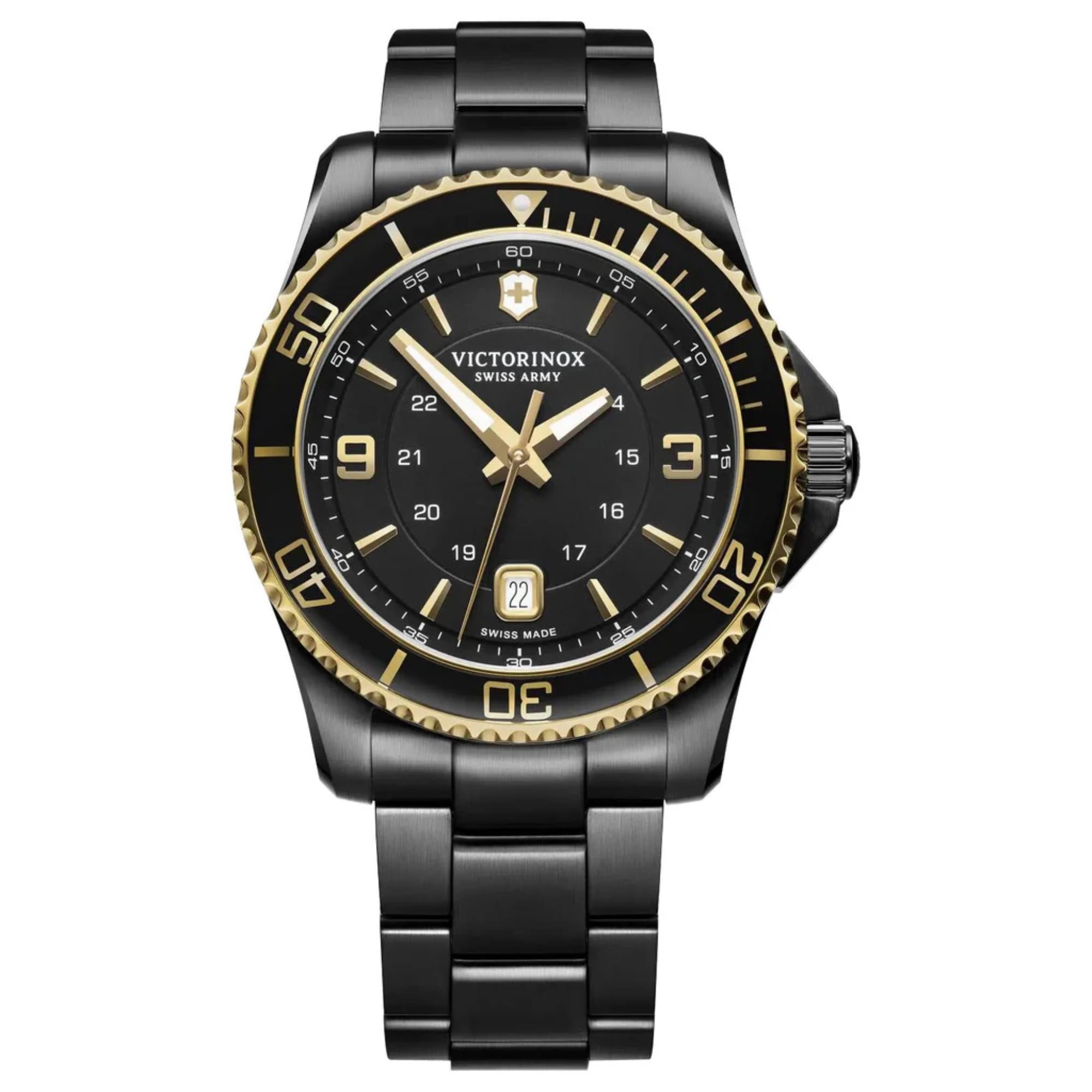Victorinox Maverick Black Dial Black Stainless Steel Bracelet Men's Watch 241884