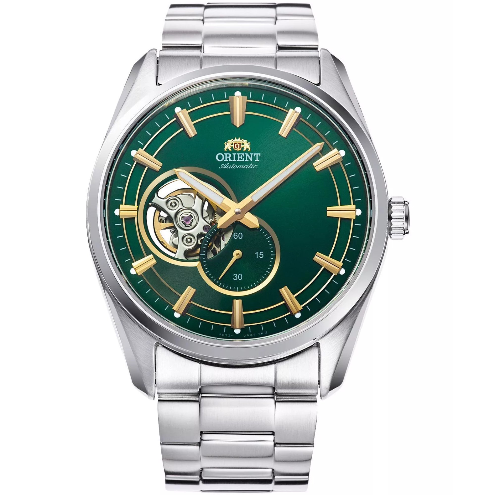 Orient Semi Skeleton Contemporary Green Dial Stainless Steel Bracelet Men’s Watch Ex-Display RA-AR0008E10B-EX